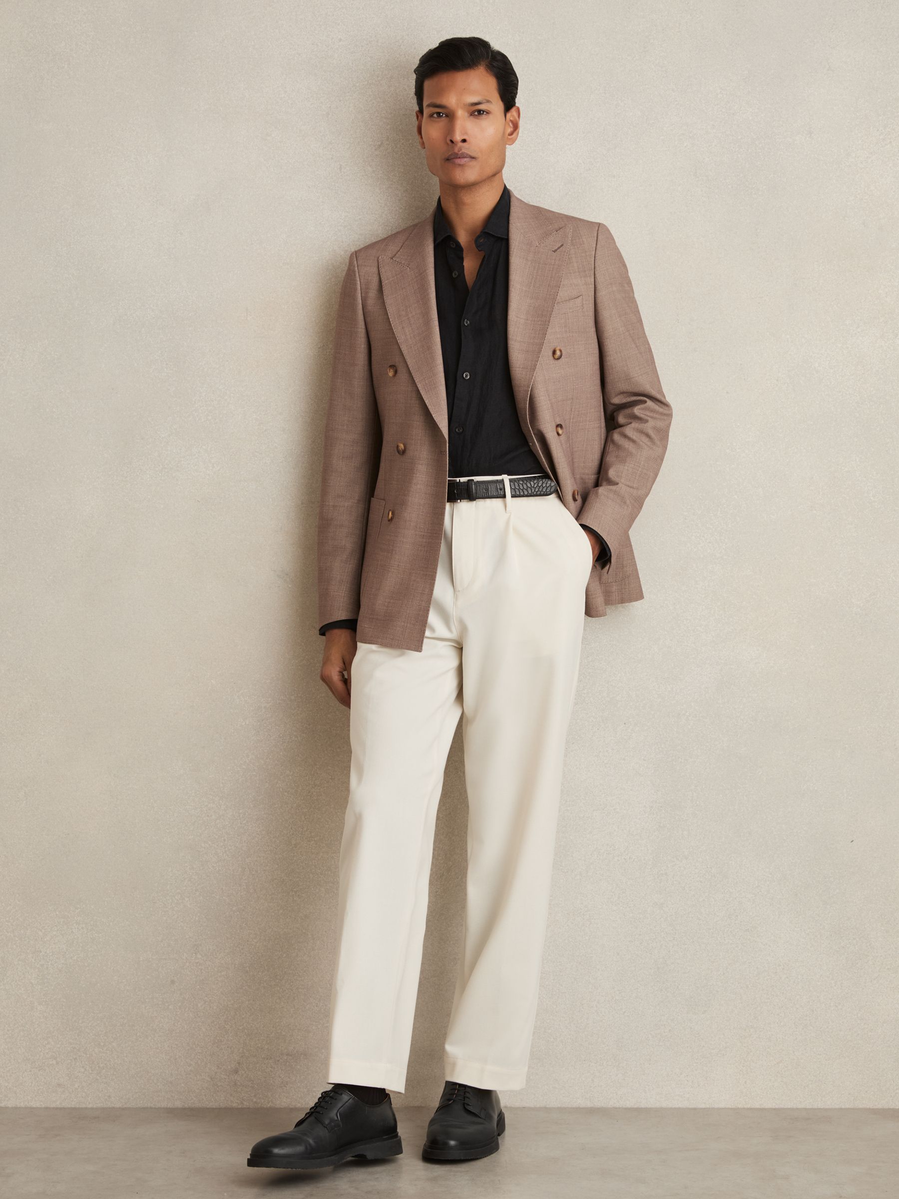 Leather Lace-Up Derby Shoes in Black