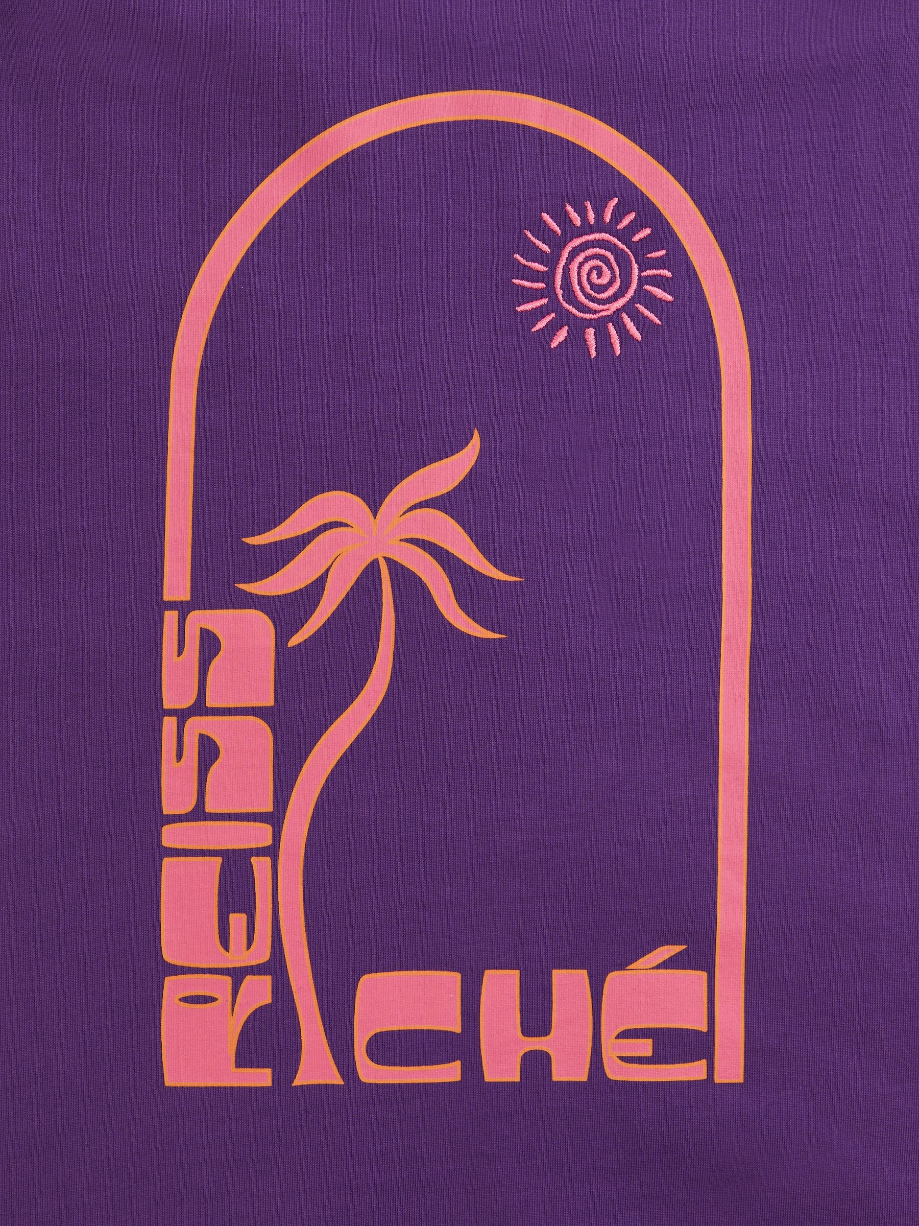 Reiss | Ché Cotton Palm-Print T-Shirt in Purple