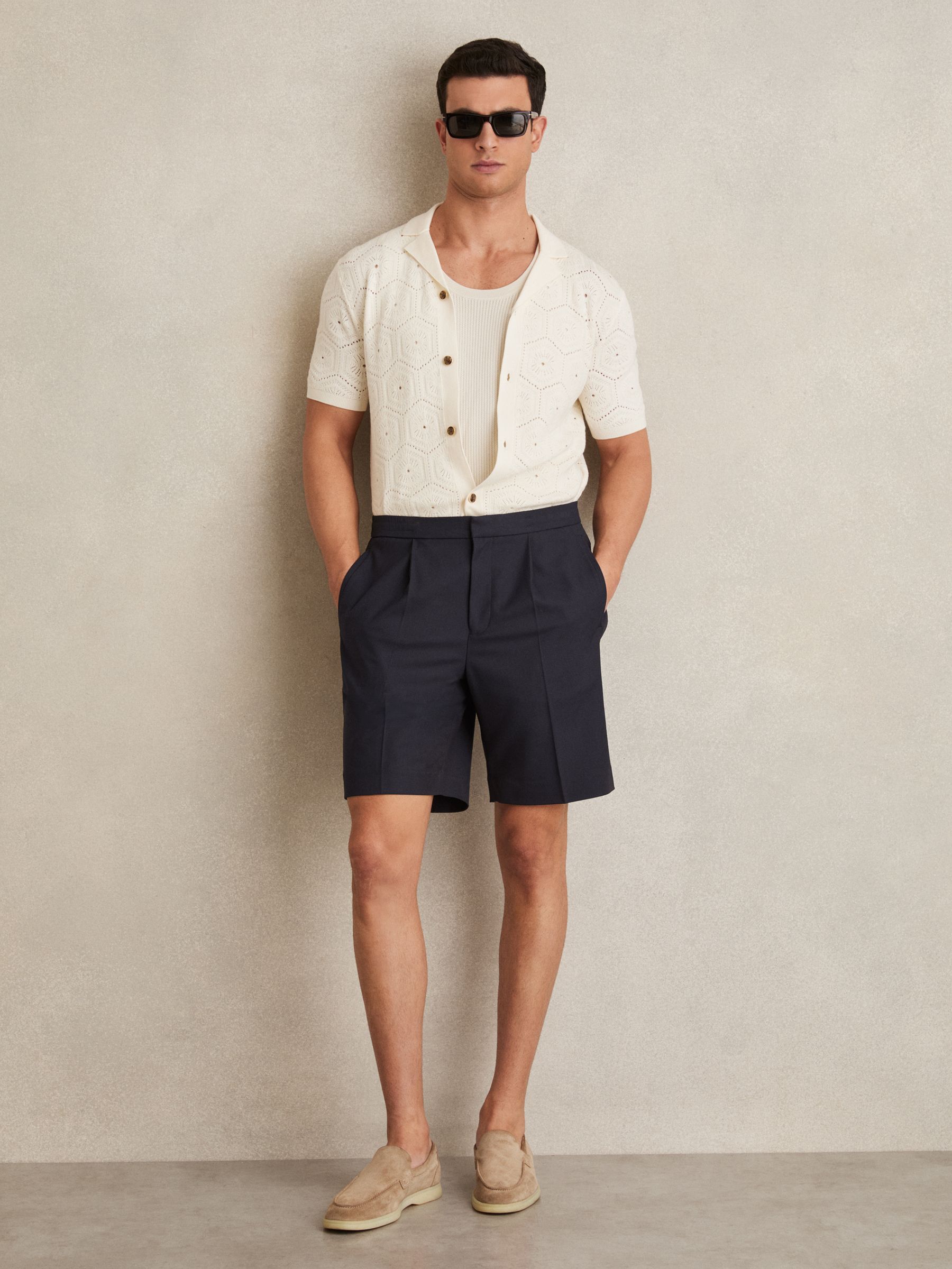 Relaxed Drawstring Shorts in Navy