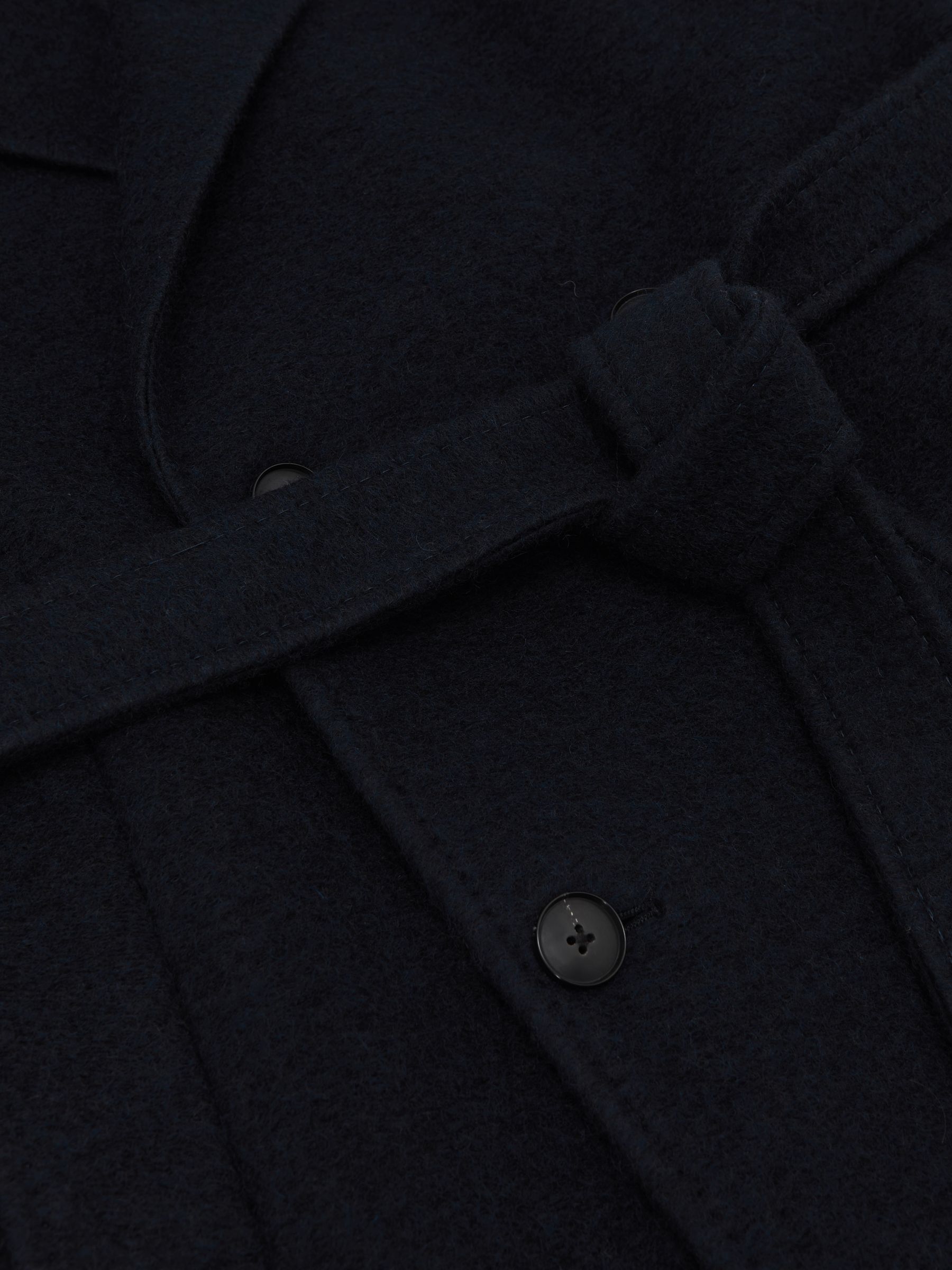 Bouclé Double-Breasted Overcoat Wool-Blend in Navy