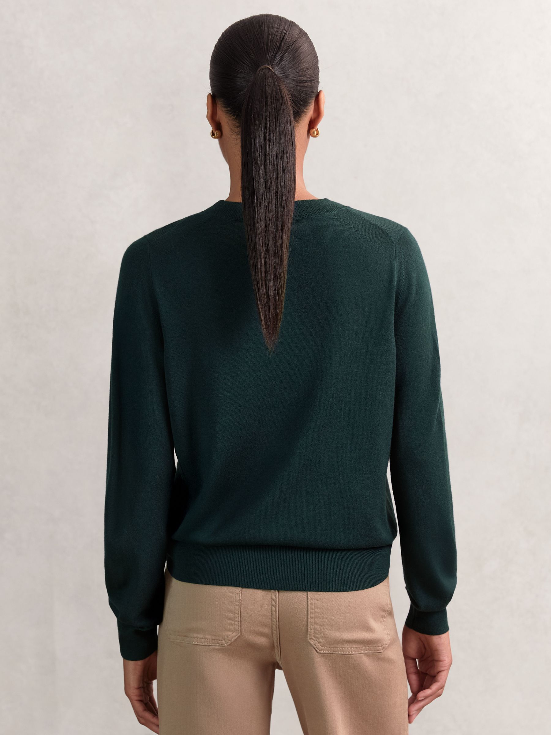 Merino Wool Crew-Neck Jumper in Green