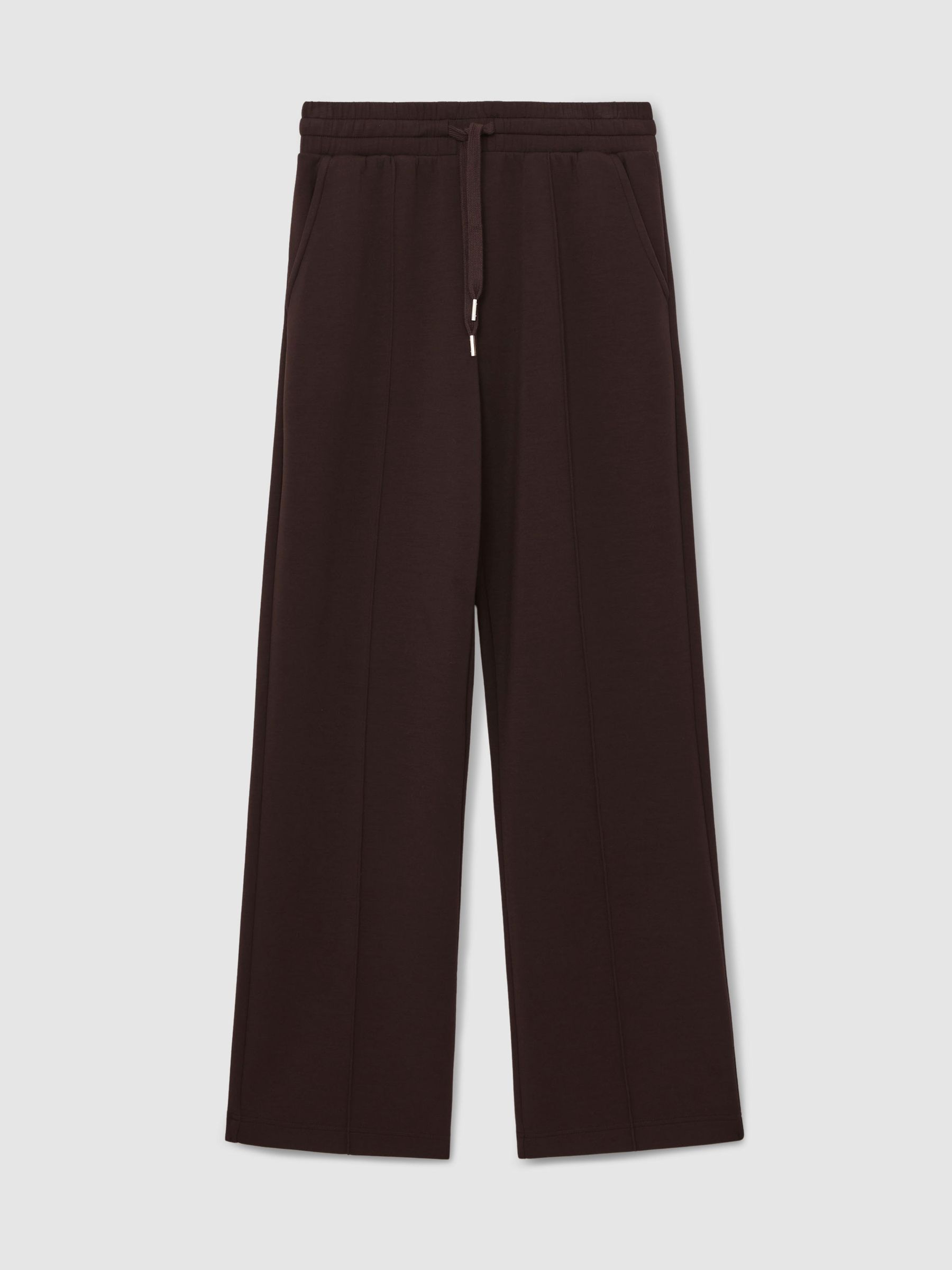 Modal-Blend Interlock Wide-Leg Joggers in Dark Chocolate Brown