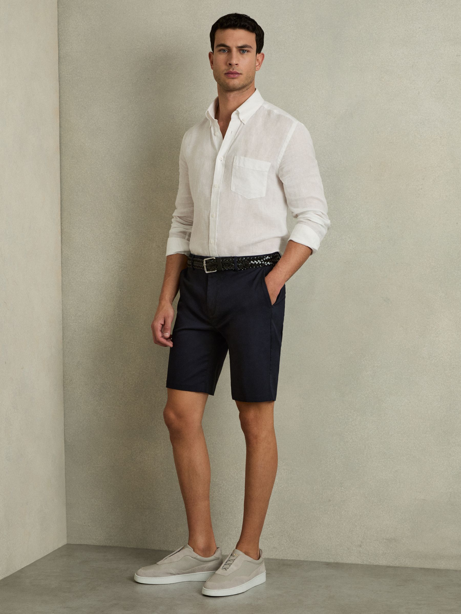 Cotton Chino Shorts with Stretch in White