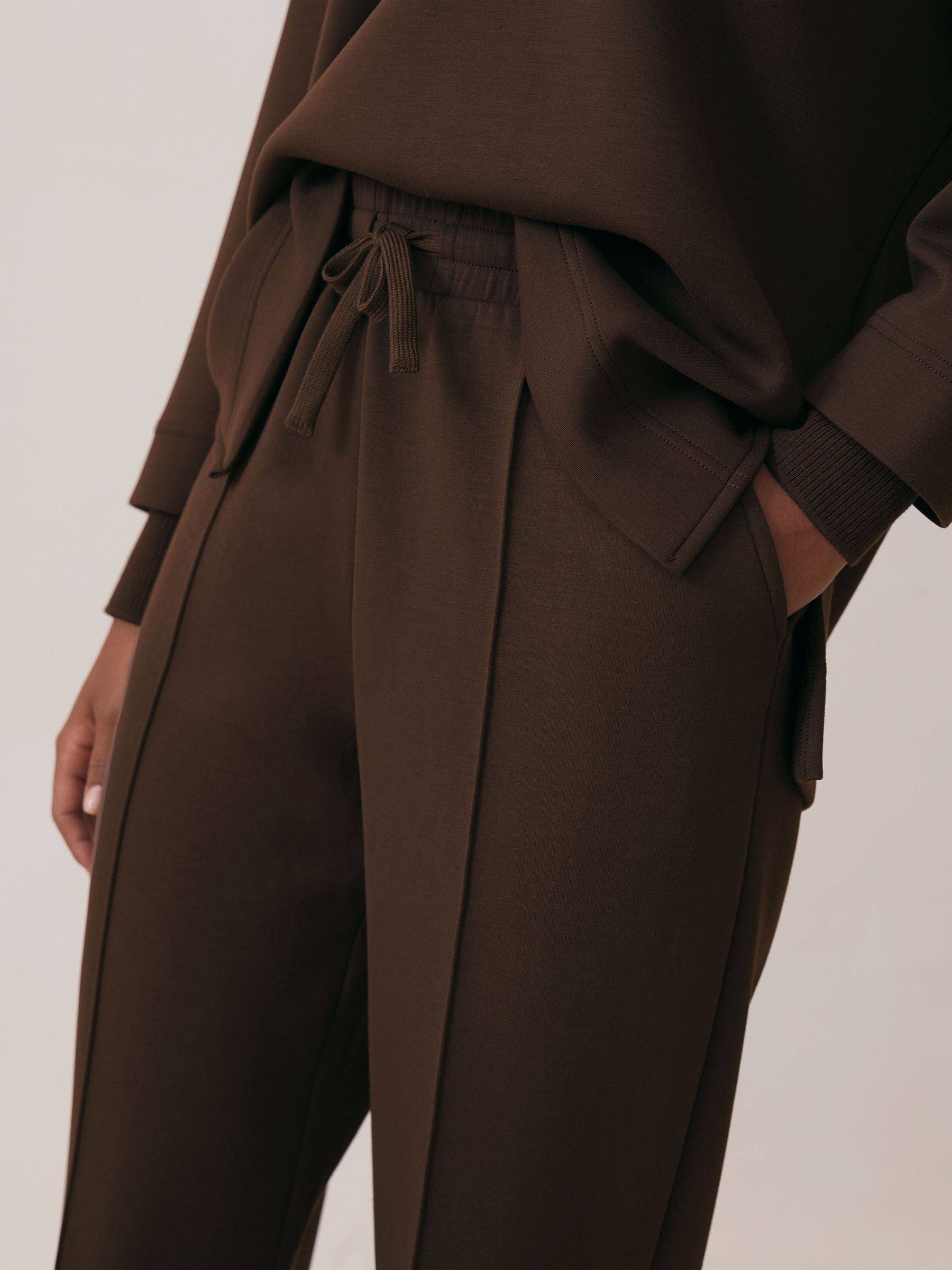 Interlock Wide-Leg Joggers in Chocolate