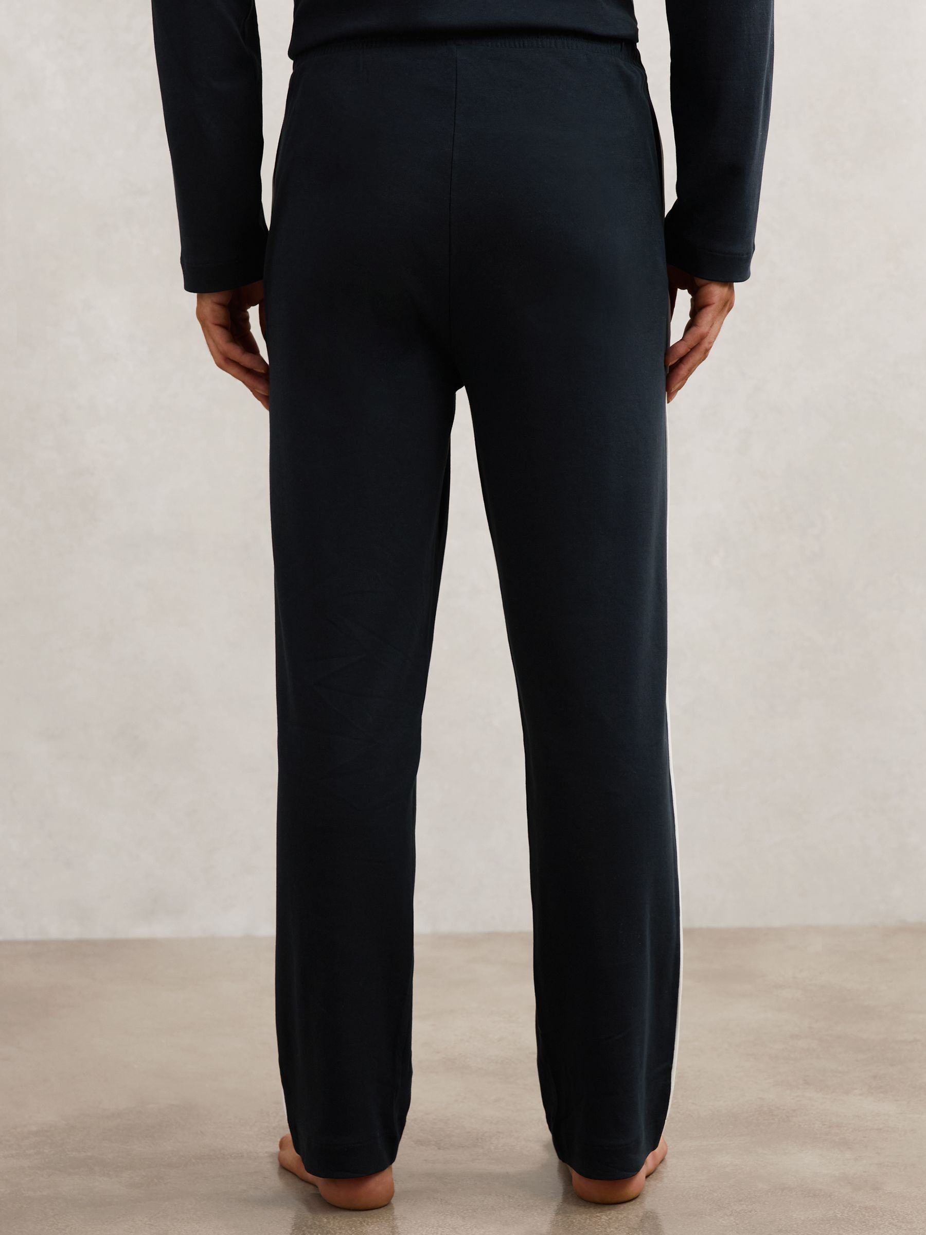 Cotton Piped Pyjamas Set in Navy