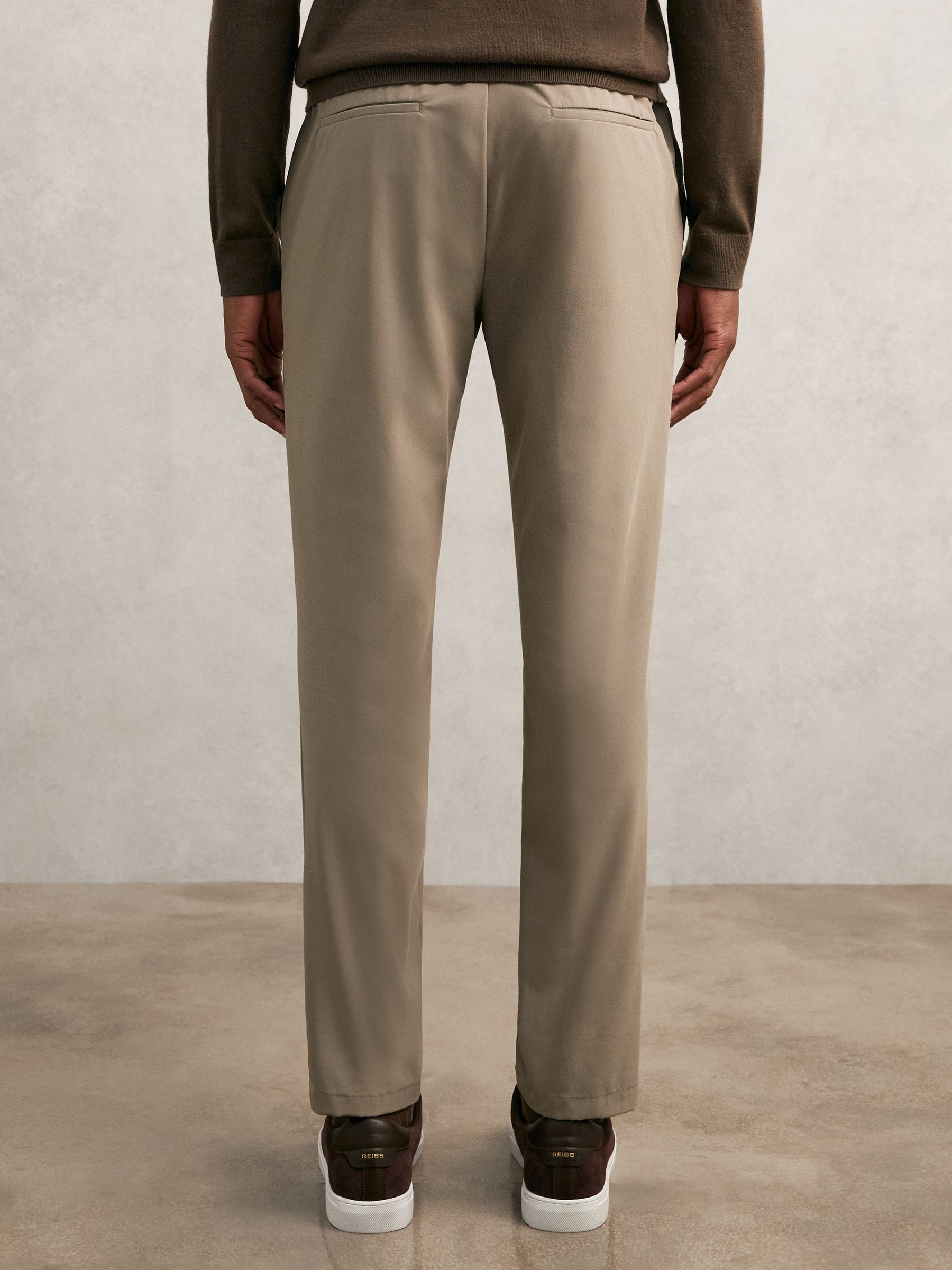 Technical Stretch Relaxed Trousers in Taupe Brown