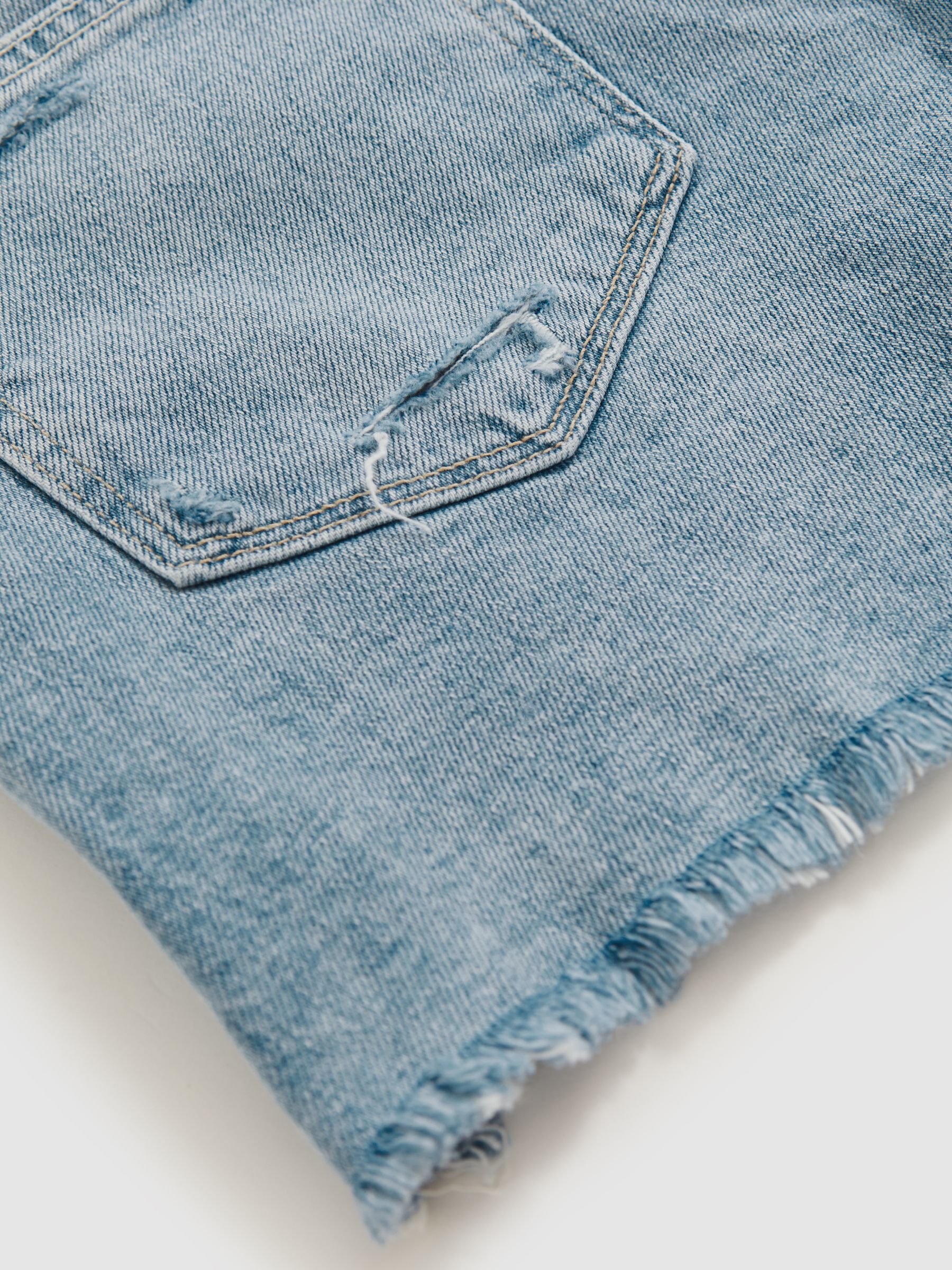 Paige Raw Hem Shorts in Light Blue