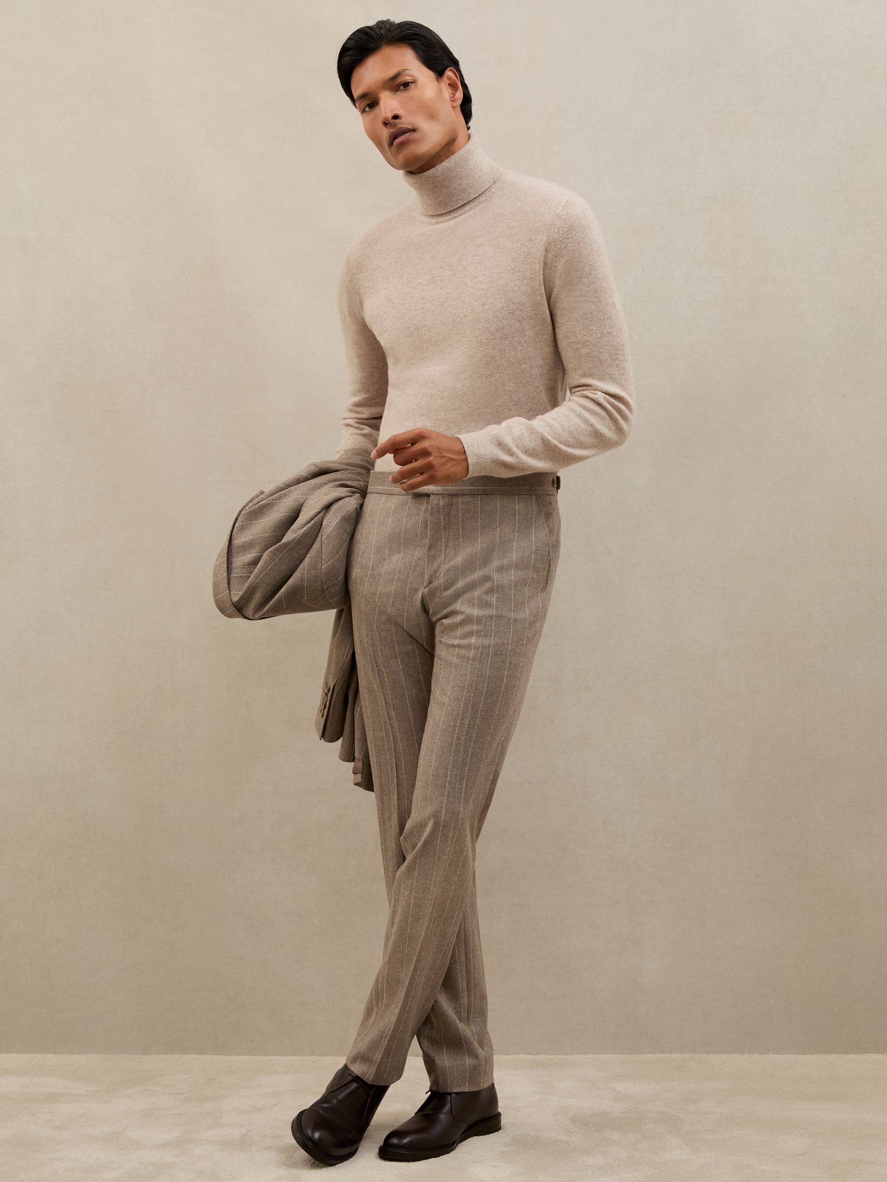 Atelier 100% Cashmere Roll-Neck Jumper in Oatmeal Melange