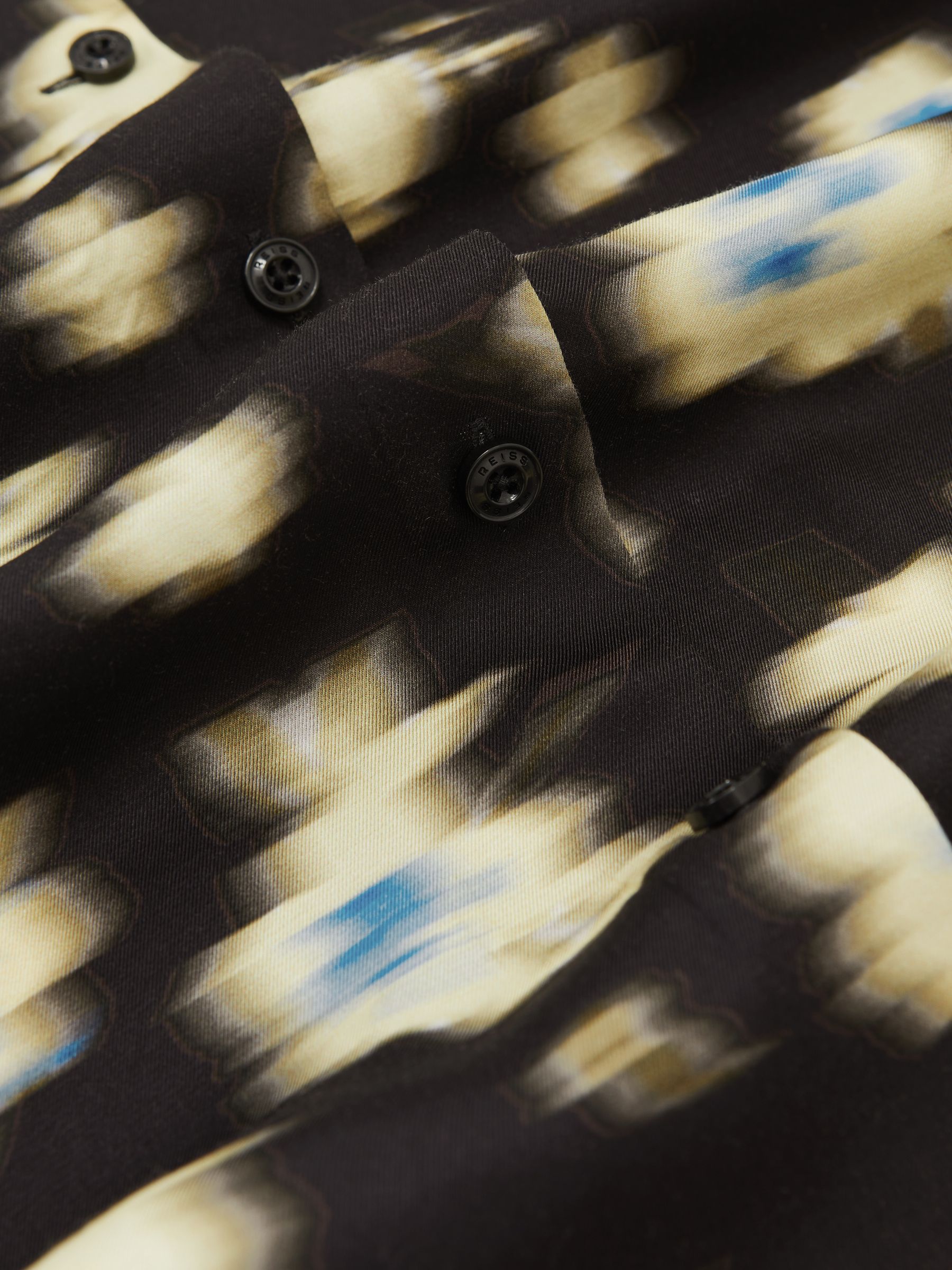 Abstract Floral-Print Shirt in Black