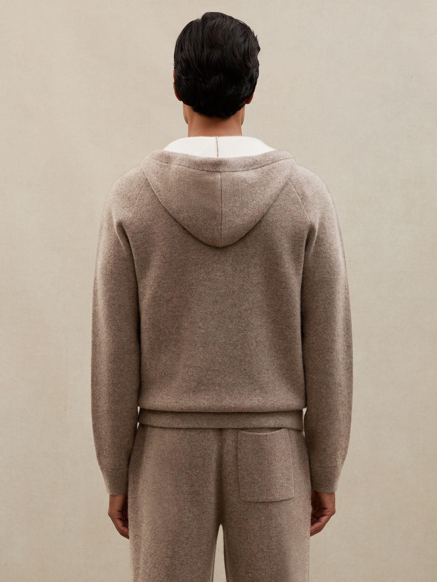 Atelier Cashmere-Blend Zip Hoodie in Mouse Brown Melange