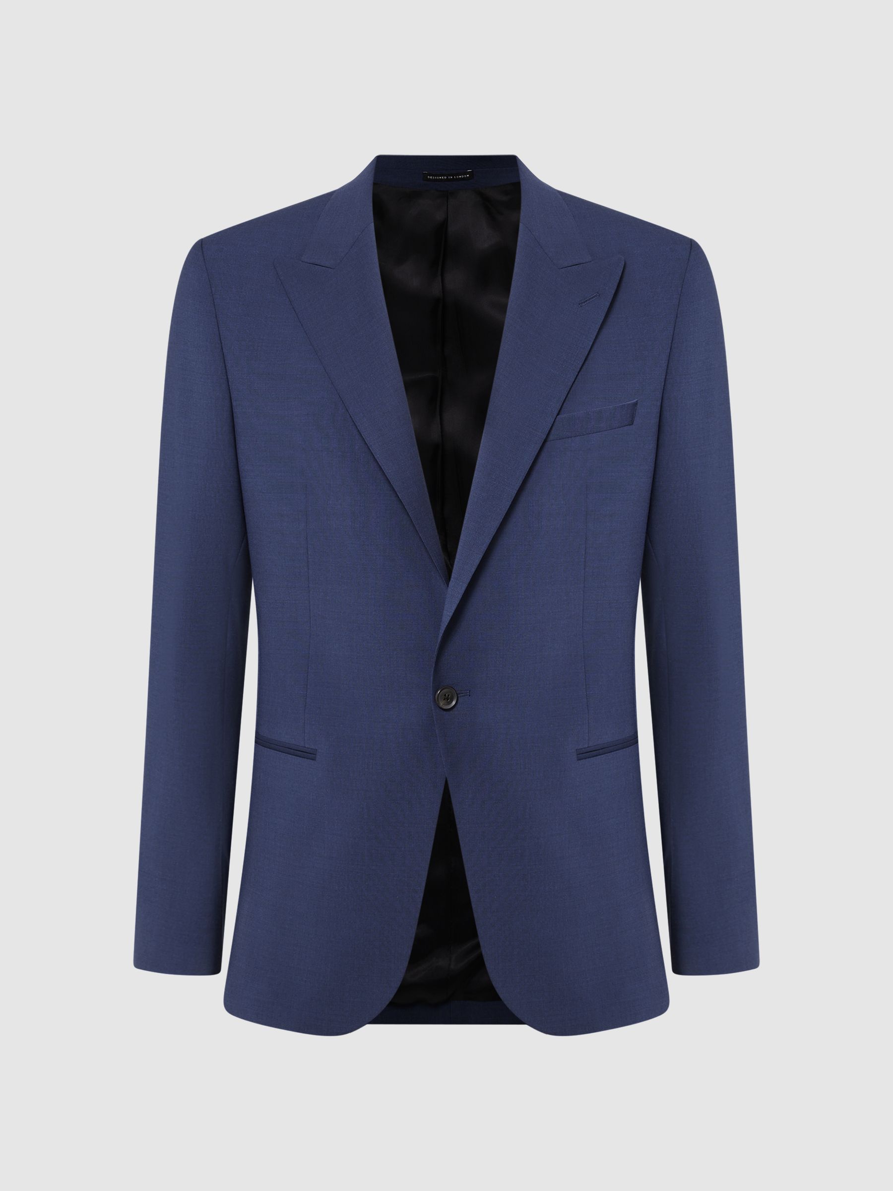 Slim Fit Single Breasted Wool Blend Blazer in Bright Blue
