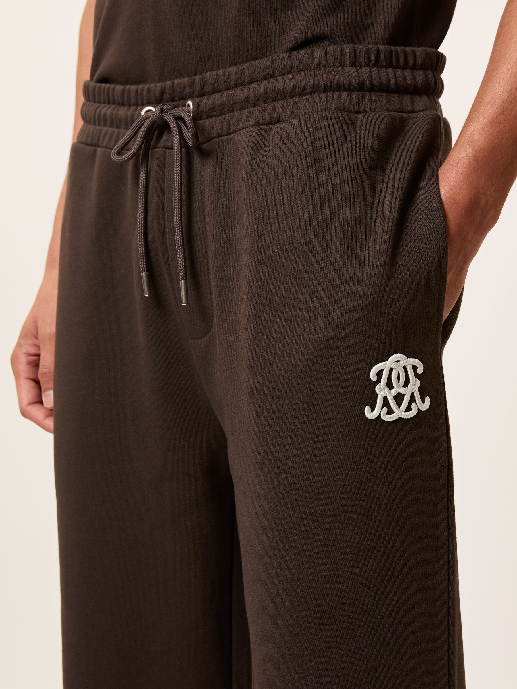 Monogram Cotton Wide-Leg Joggers in Brown