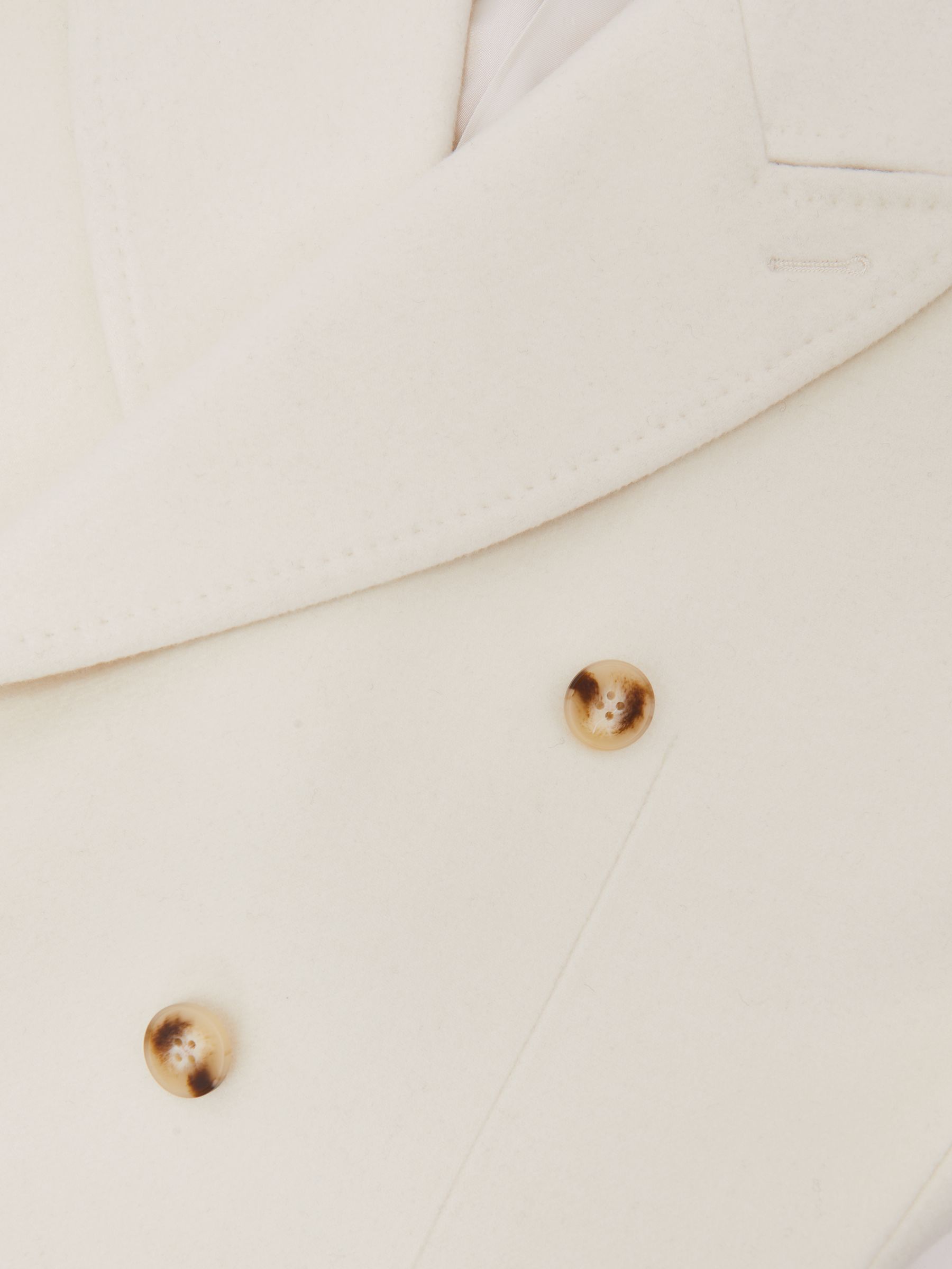 Wool-Blend Double-Breasted Overcoat in White