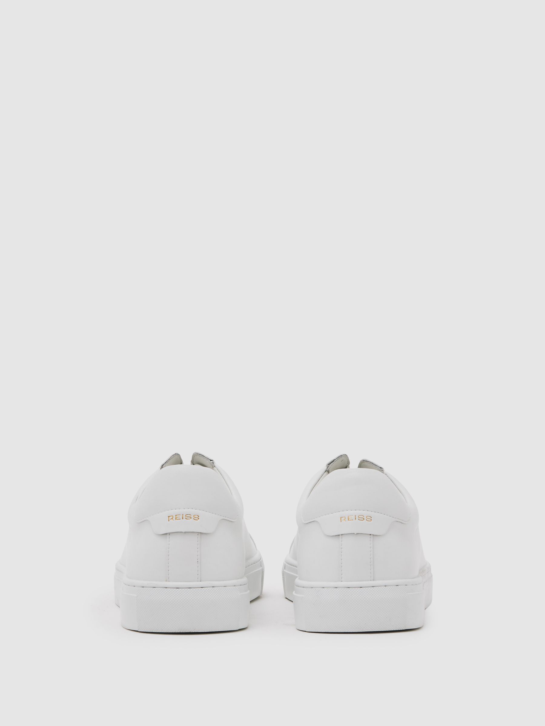 Bonded-Leather Concealed-Lace Trainers in White