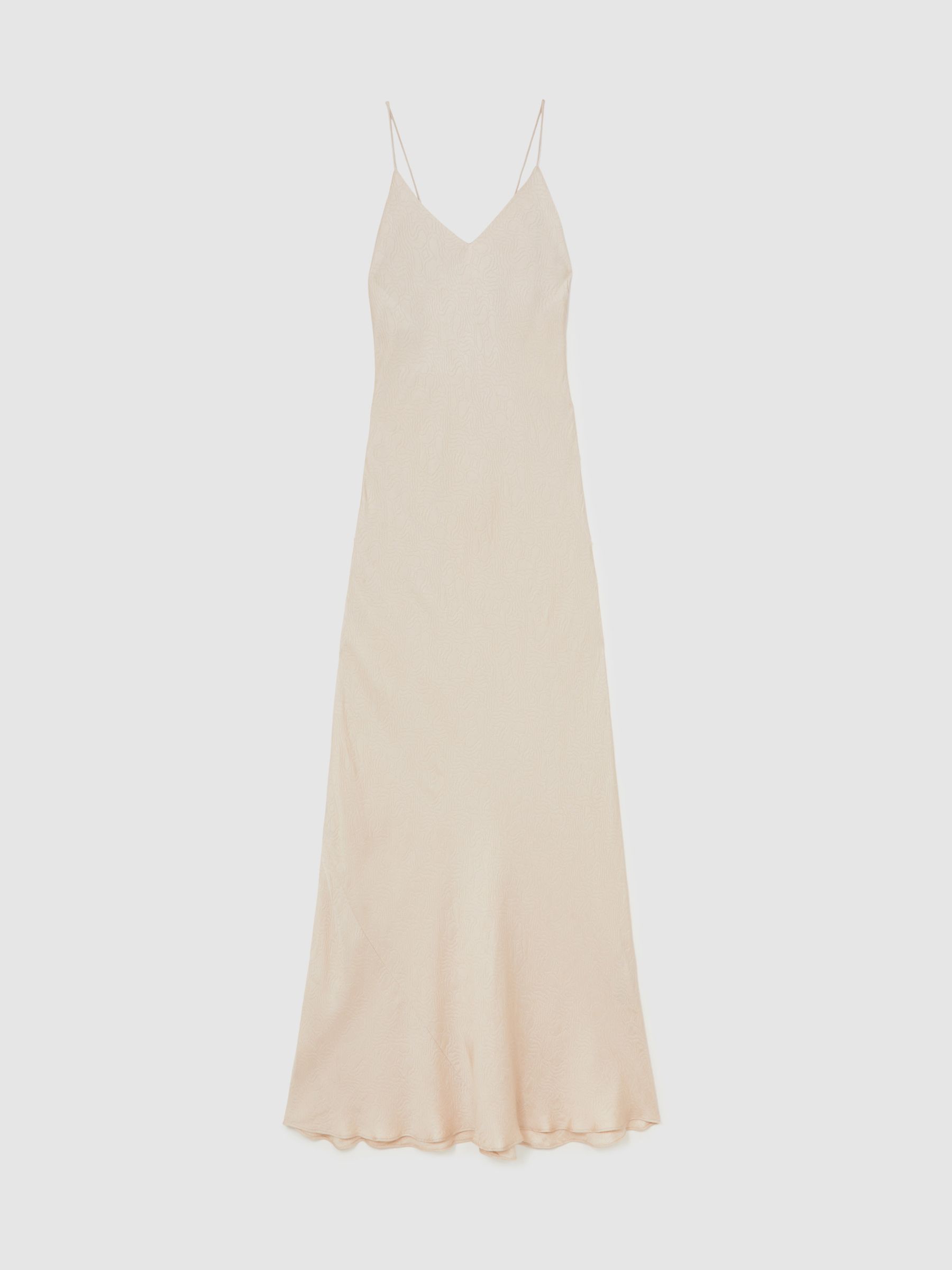 Jacquard Maxi Slip Dress in Champagne Neutral