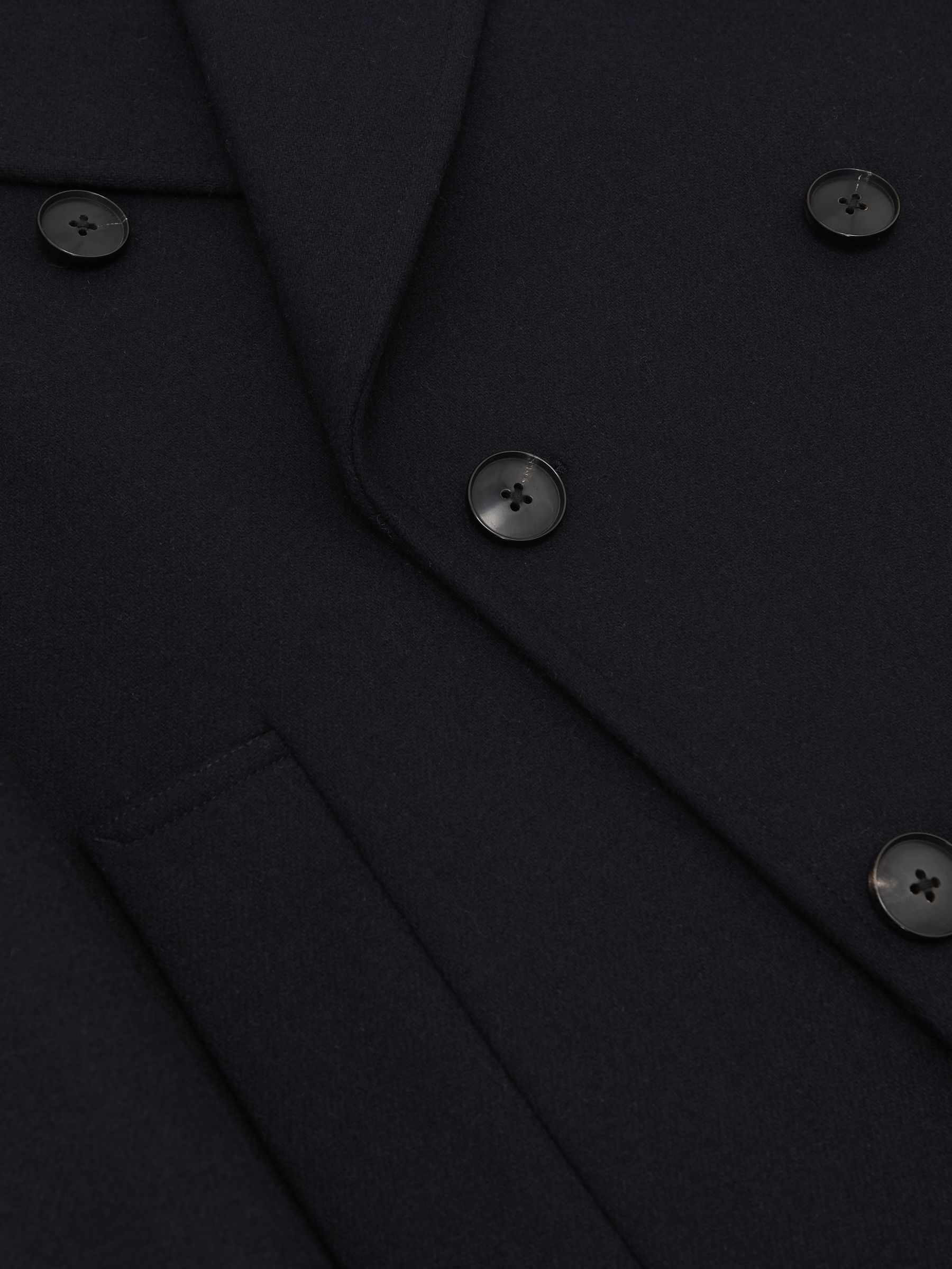 Wool-Blend Double-Breasted Pea Coat in Navy