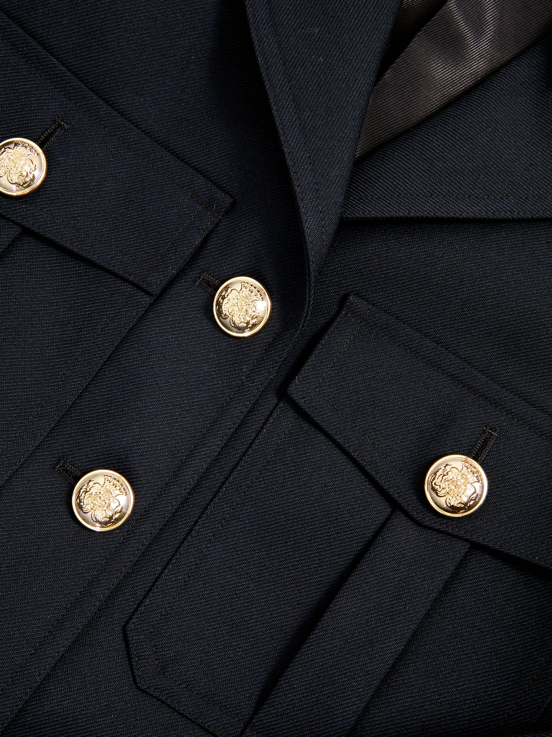 Wool Twin-Pocket Cropped Jacket in Black