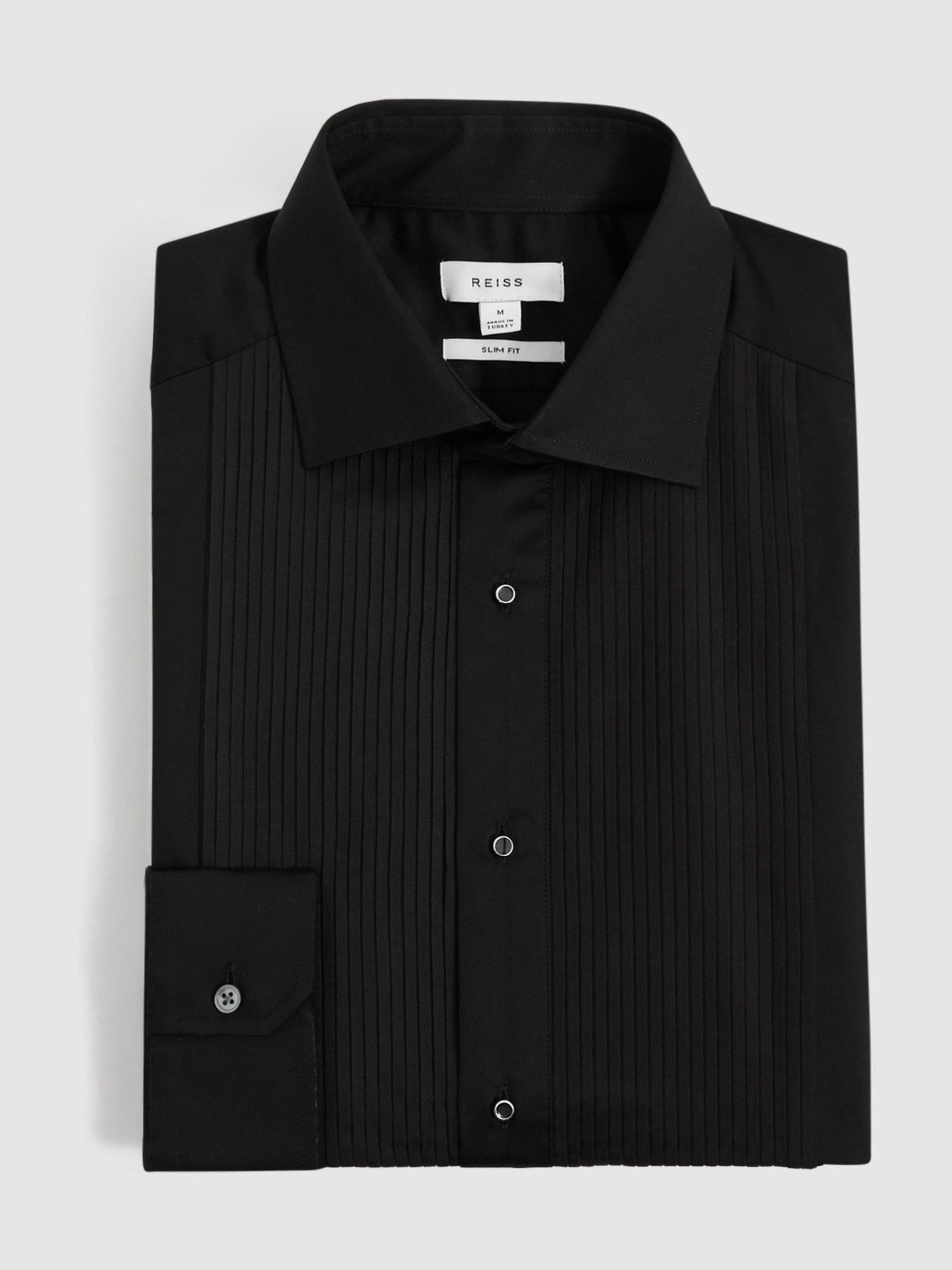 Regular Fit Cotton Marcella Tuxedo Shirt in Black