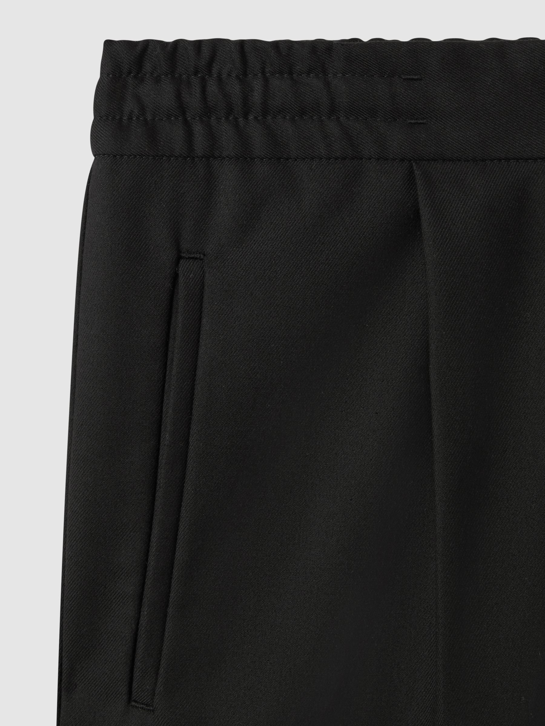 Relaxed Drawstring Trousers with Turn-Ups in Black