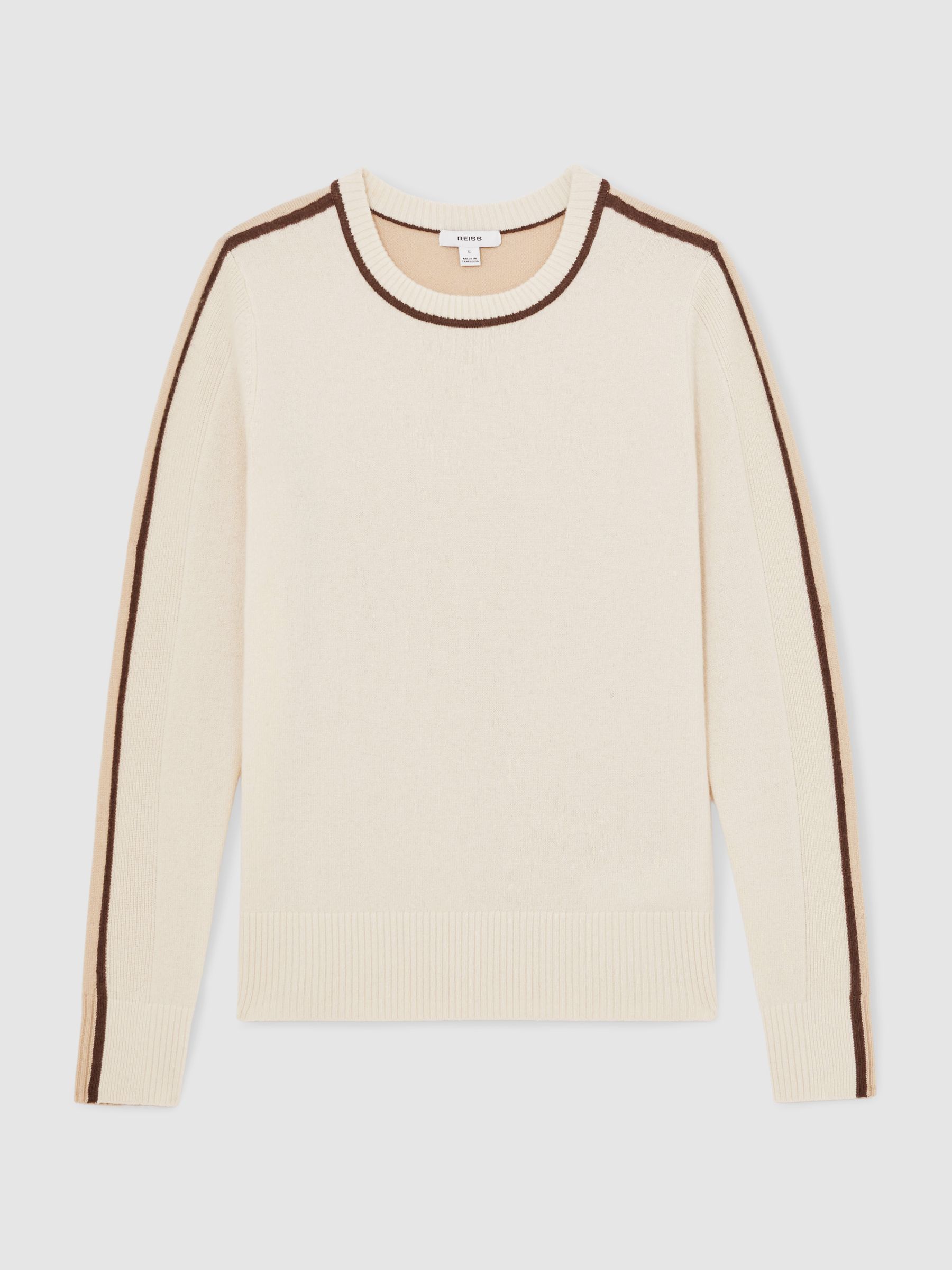 Wool-Blend Colour-Block Jumper With Cashmere in Cream/Neutral