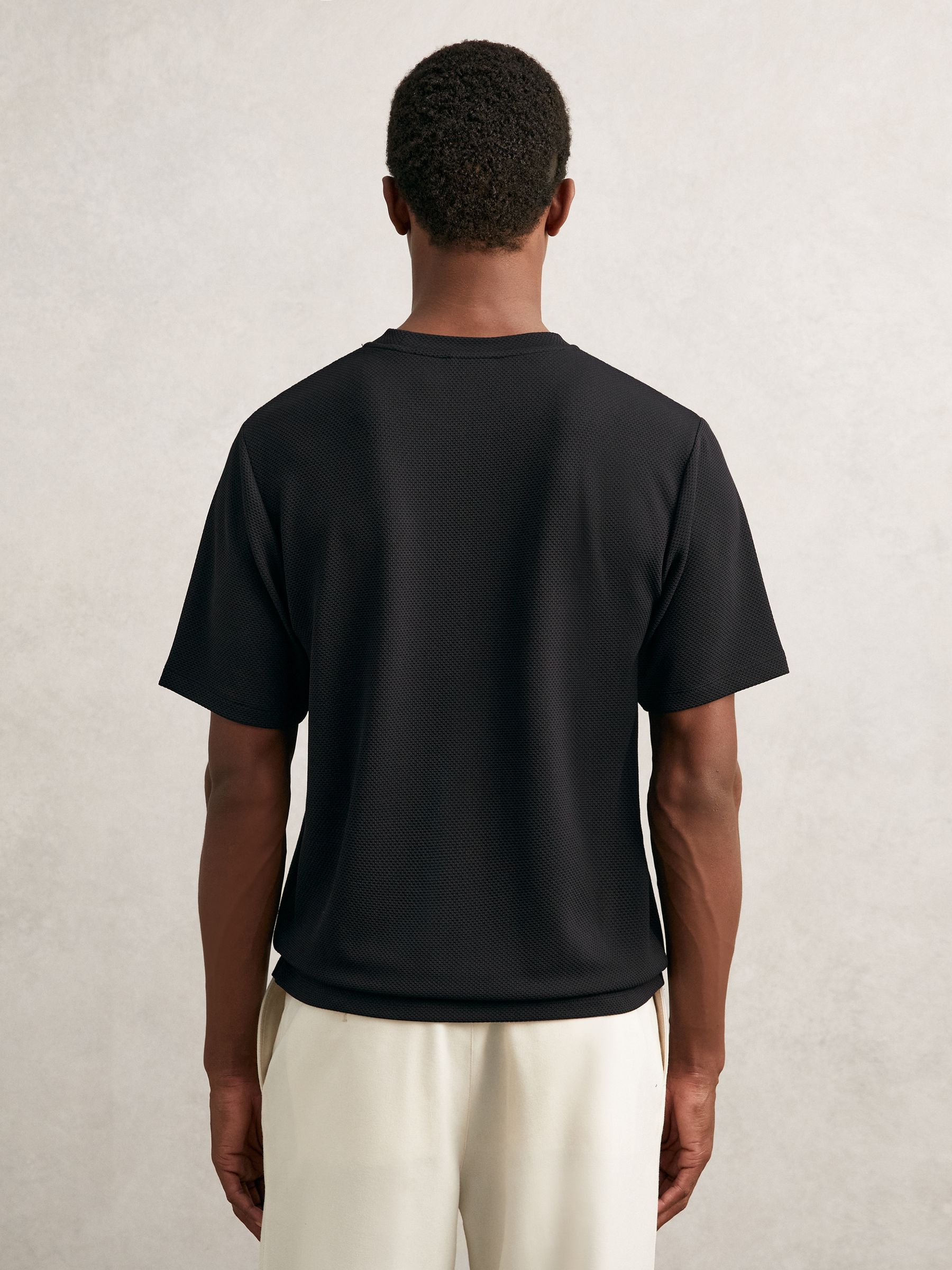 Textured Crew-Neck T-Shirt in Black