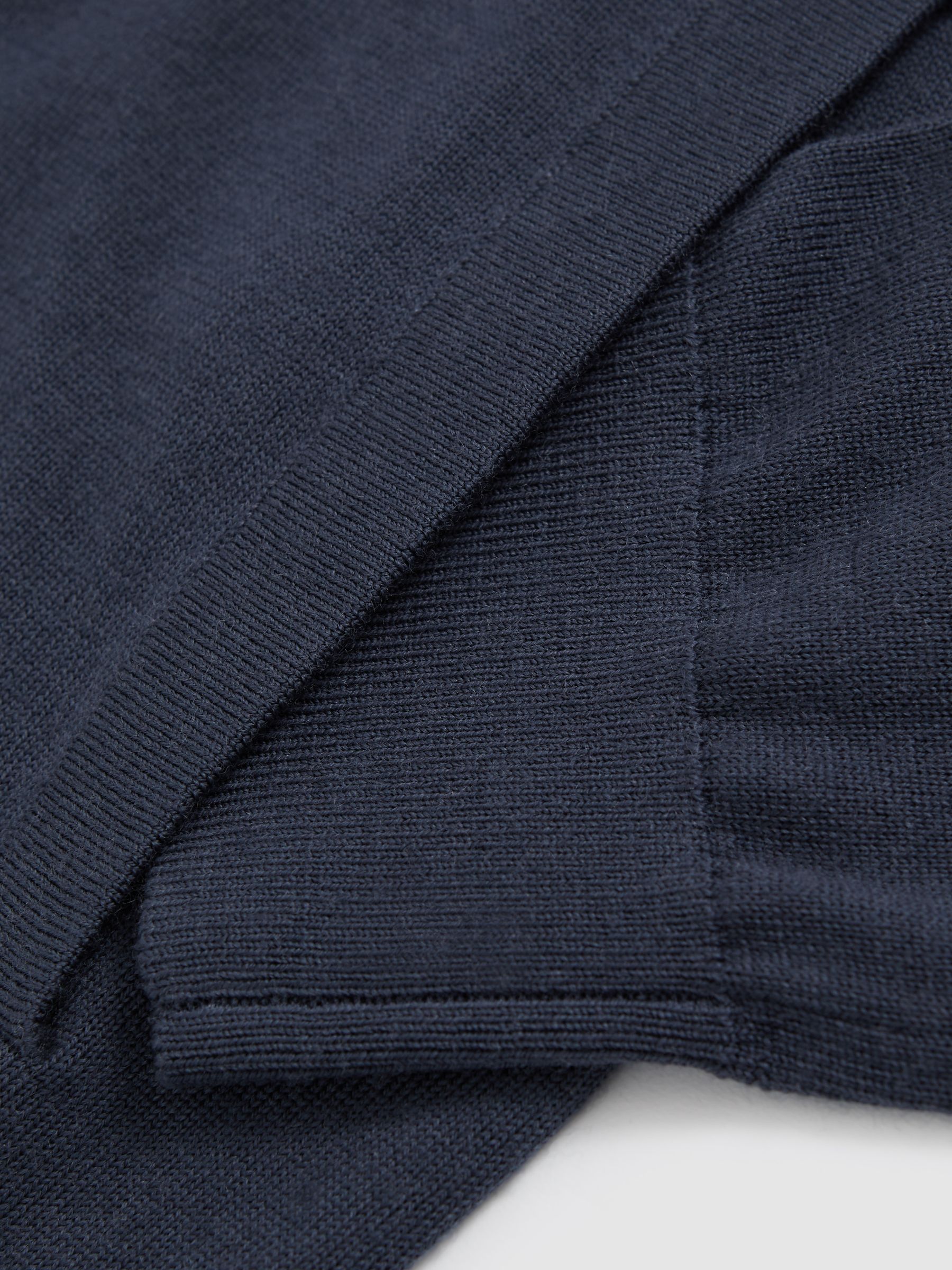 Merino Wool Zip Through Cardigan in Midnight Navy