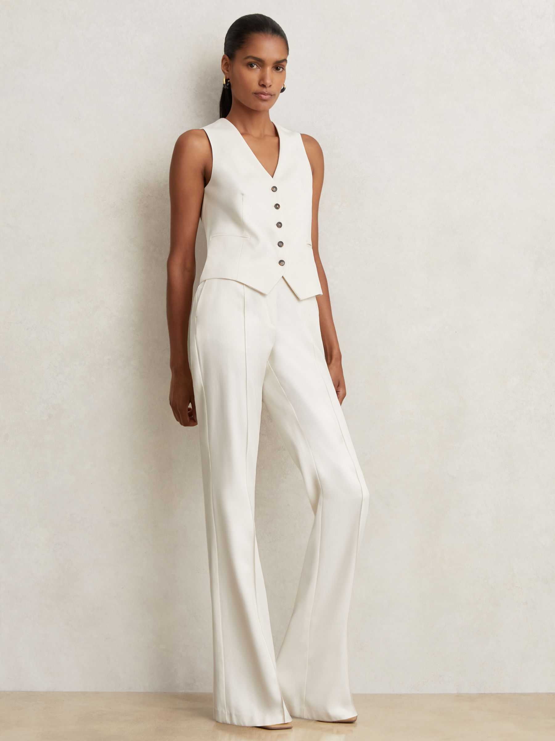 Single Breasted Tailored Waistcoat in Cream