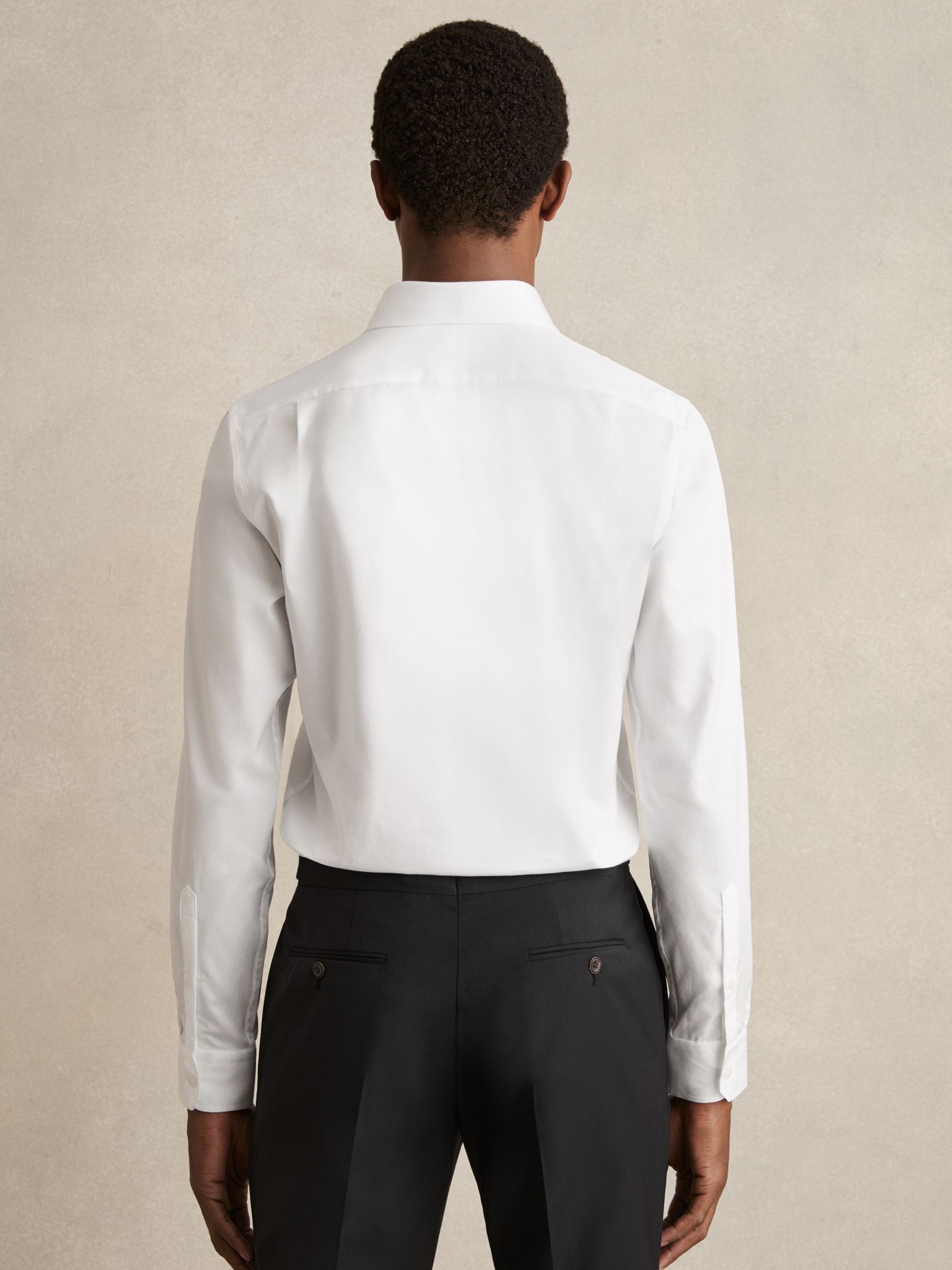 Regular Fit Cotton Double-Cuff Shirt in White