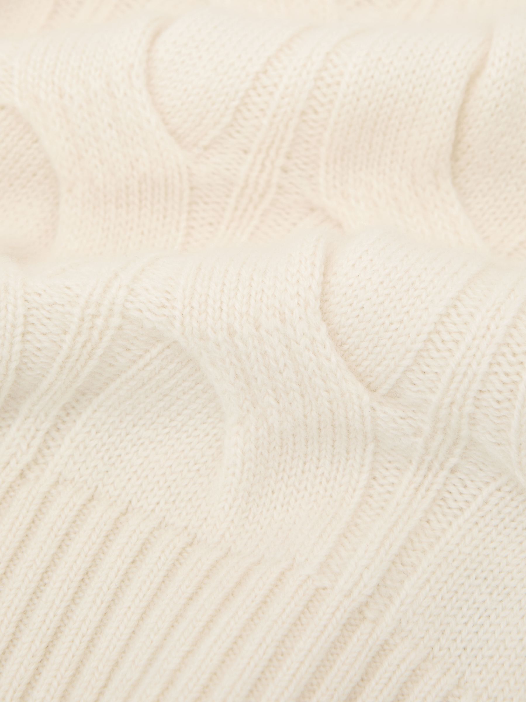 Wool Roll-Neck Cable-Knit Jumper in Ivory