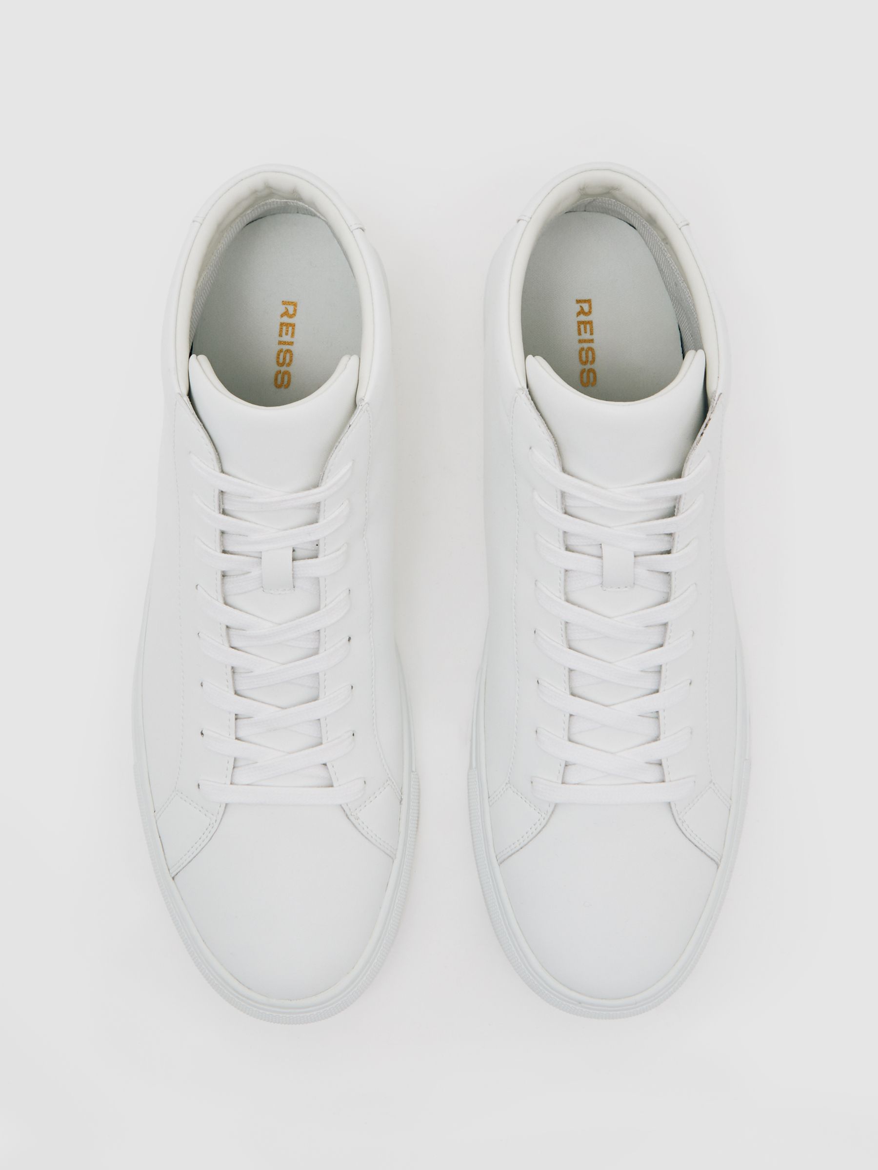 Tumbled-Leather High-Top Trainers in White