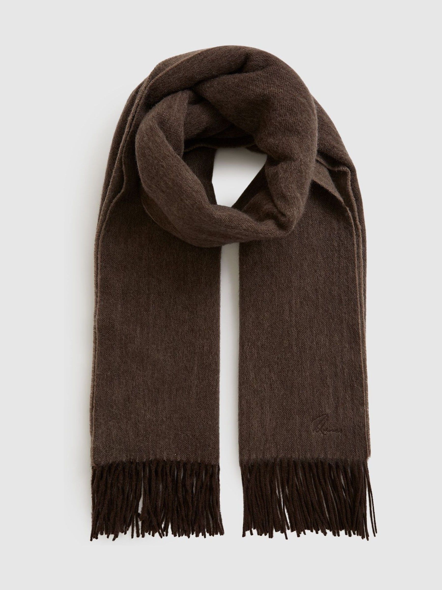 Wool-Cashmere Scarf in Chocolate
