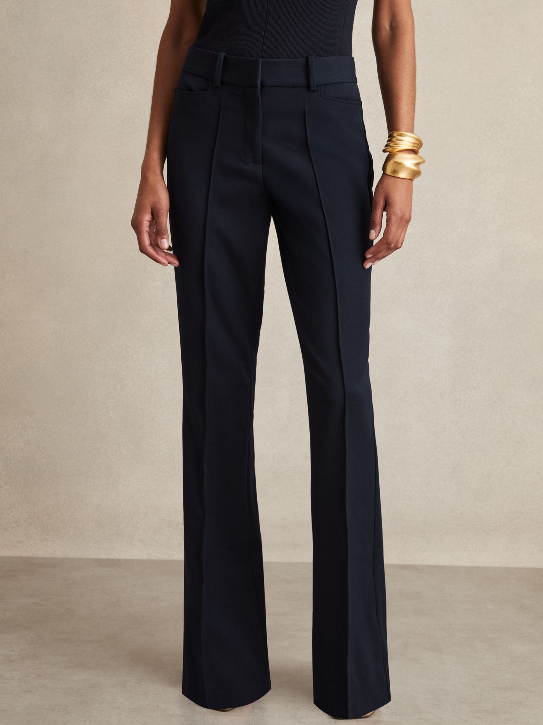 Flared Suit Trousers in Navy