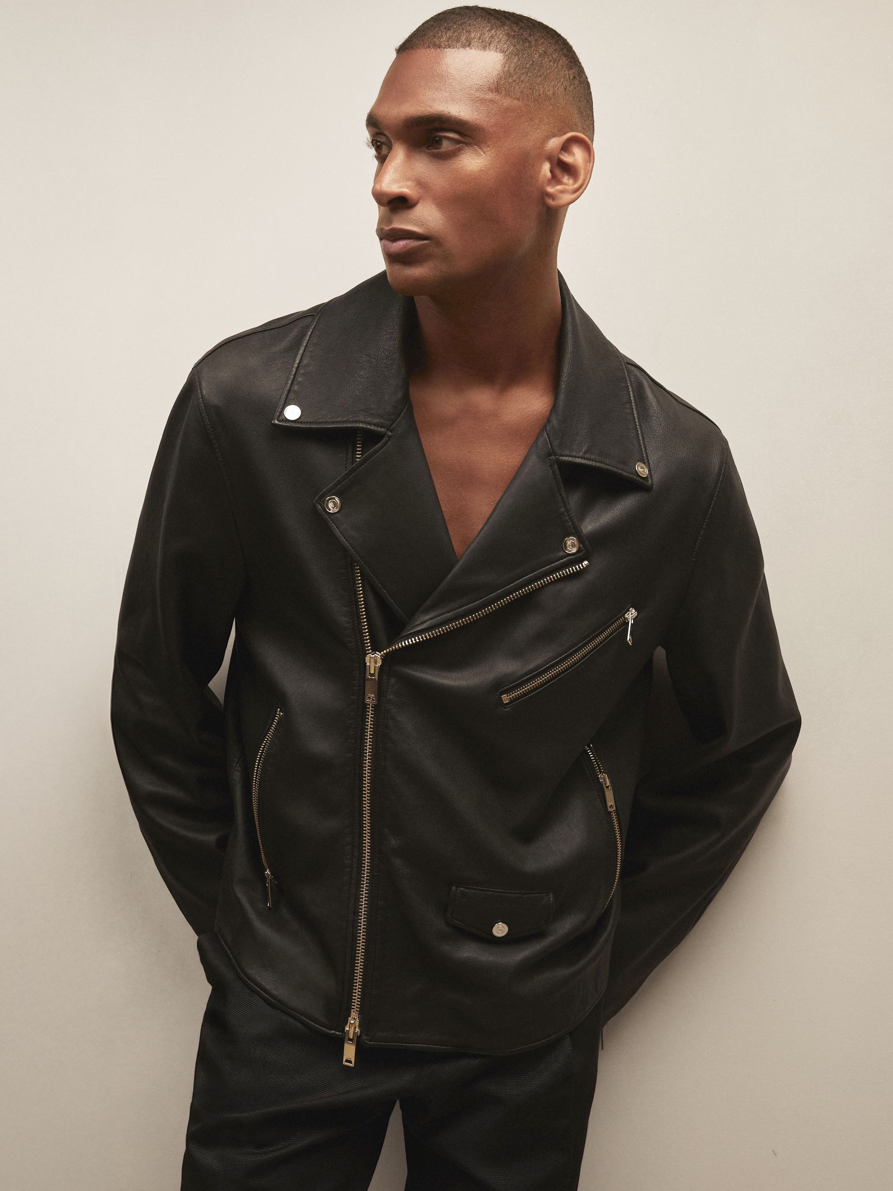 Reiss | Royal Ballet Leather Jacket in Black