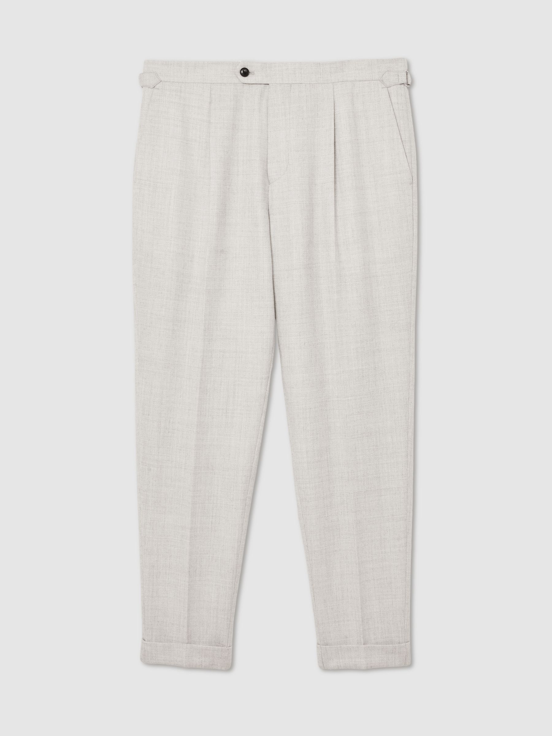 Wool-Blend Slim-Fit Cuffed Trousers in Soft Grey