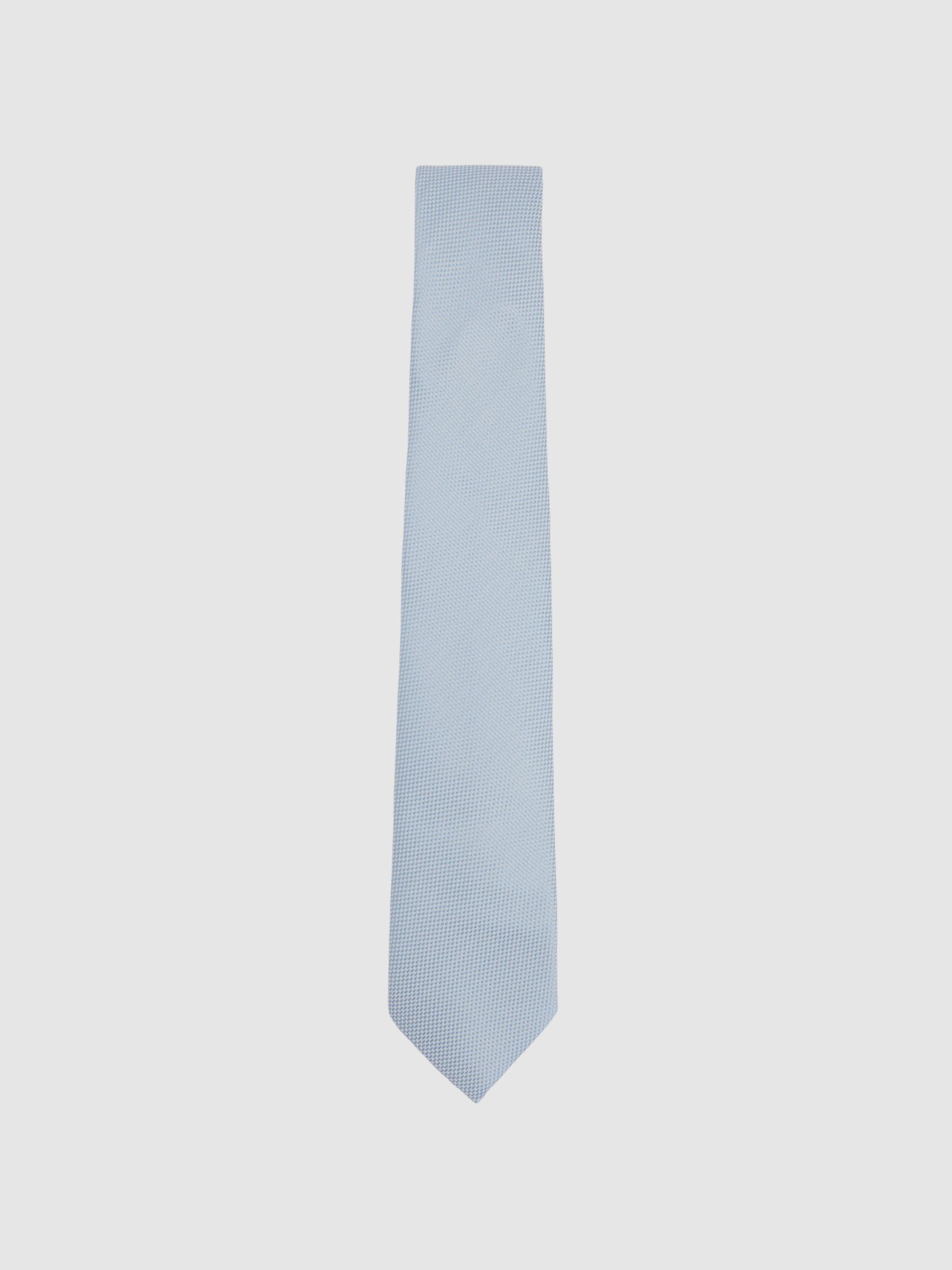 Textured Silk Blend Tie in Light Blue