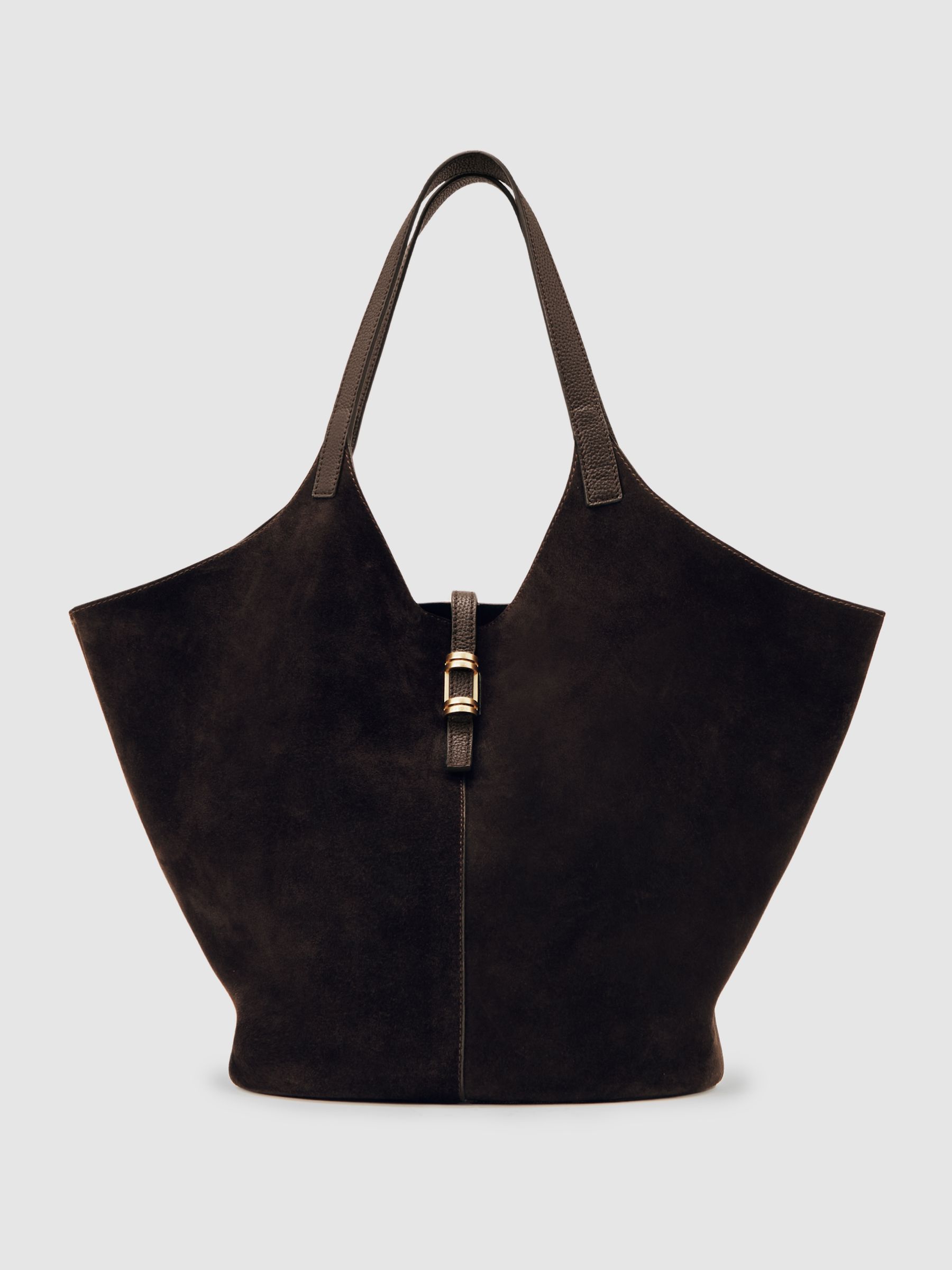 Leather And Suede Tote Bag in Chocolate
