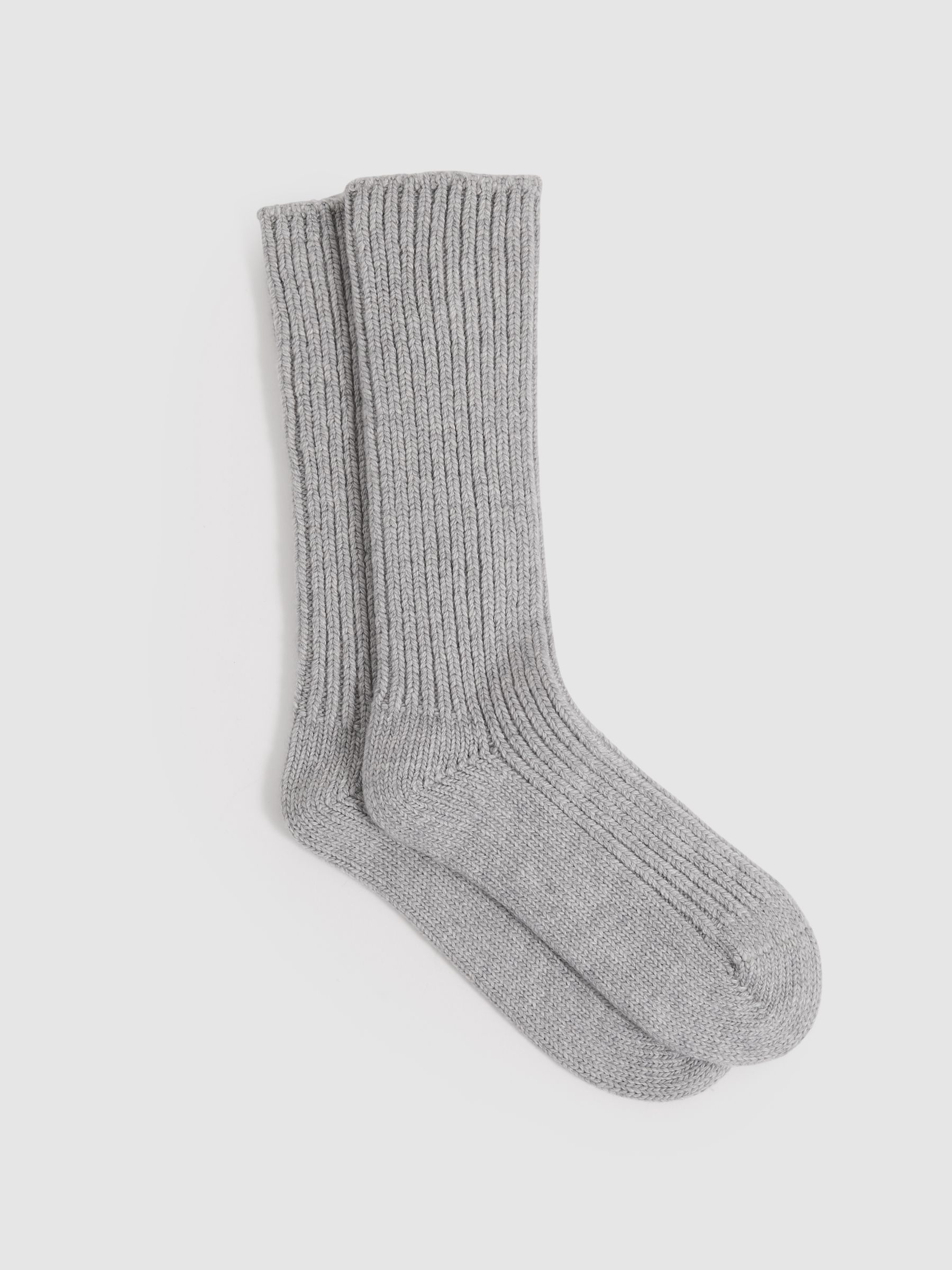 Rib-Knit Socks With Cashmere in Chocolate