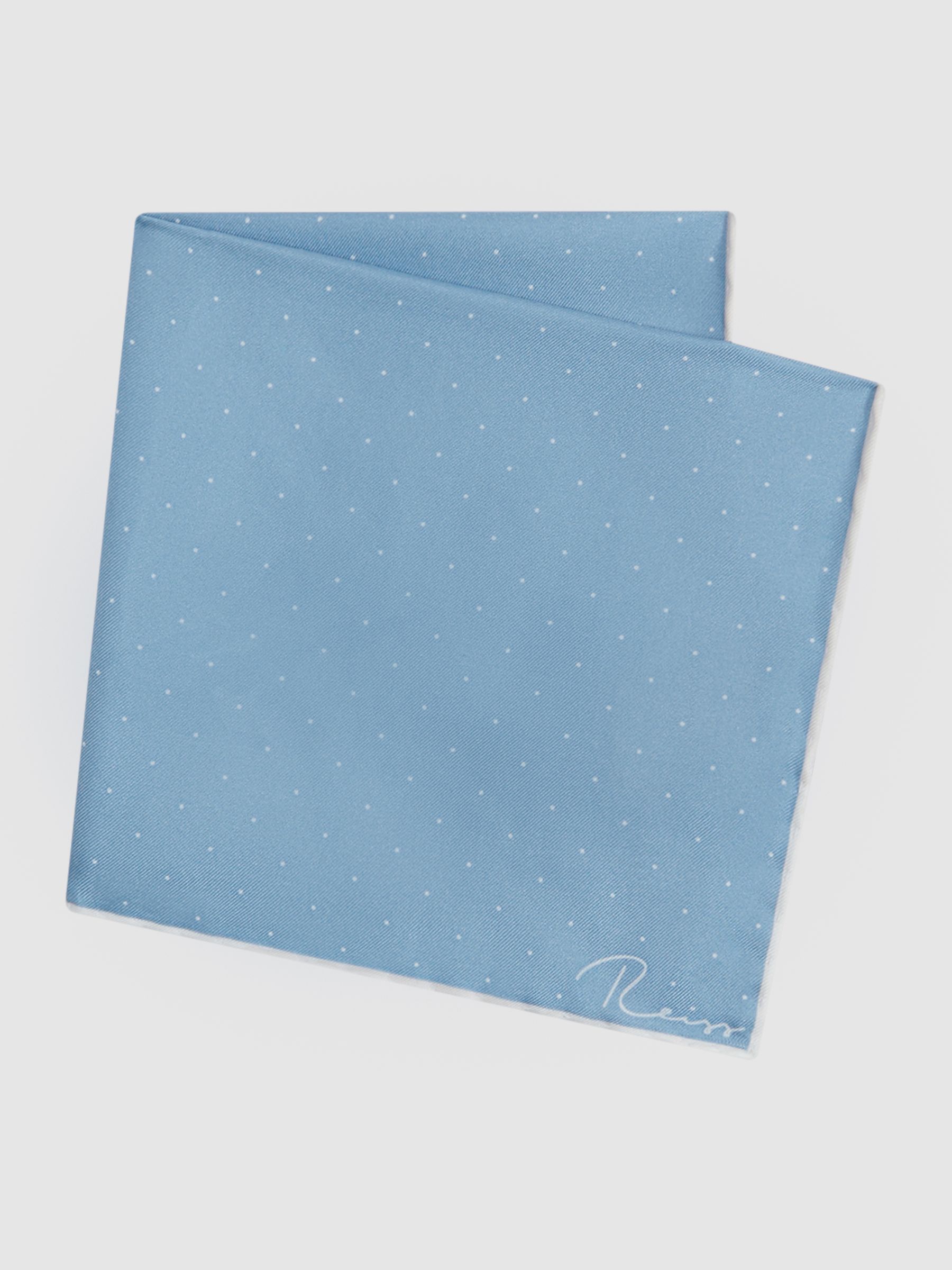 Polka Dot Silk Pocket Square in Blue