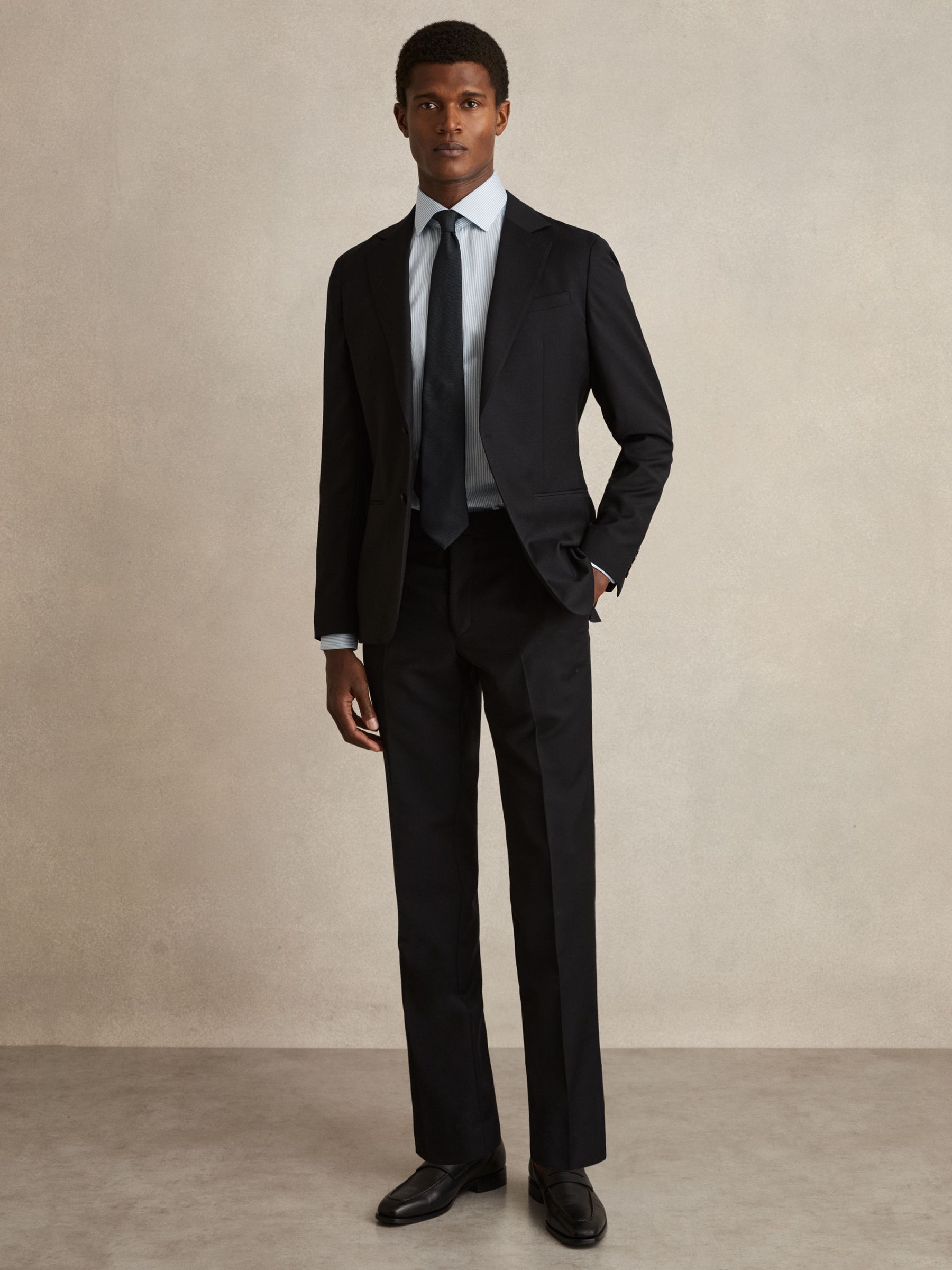 Regular Fit Cotton-Satin Regular-Fit Stripe Shirt in Blue Stripe