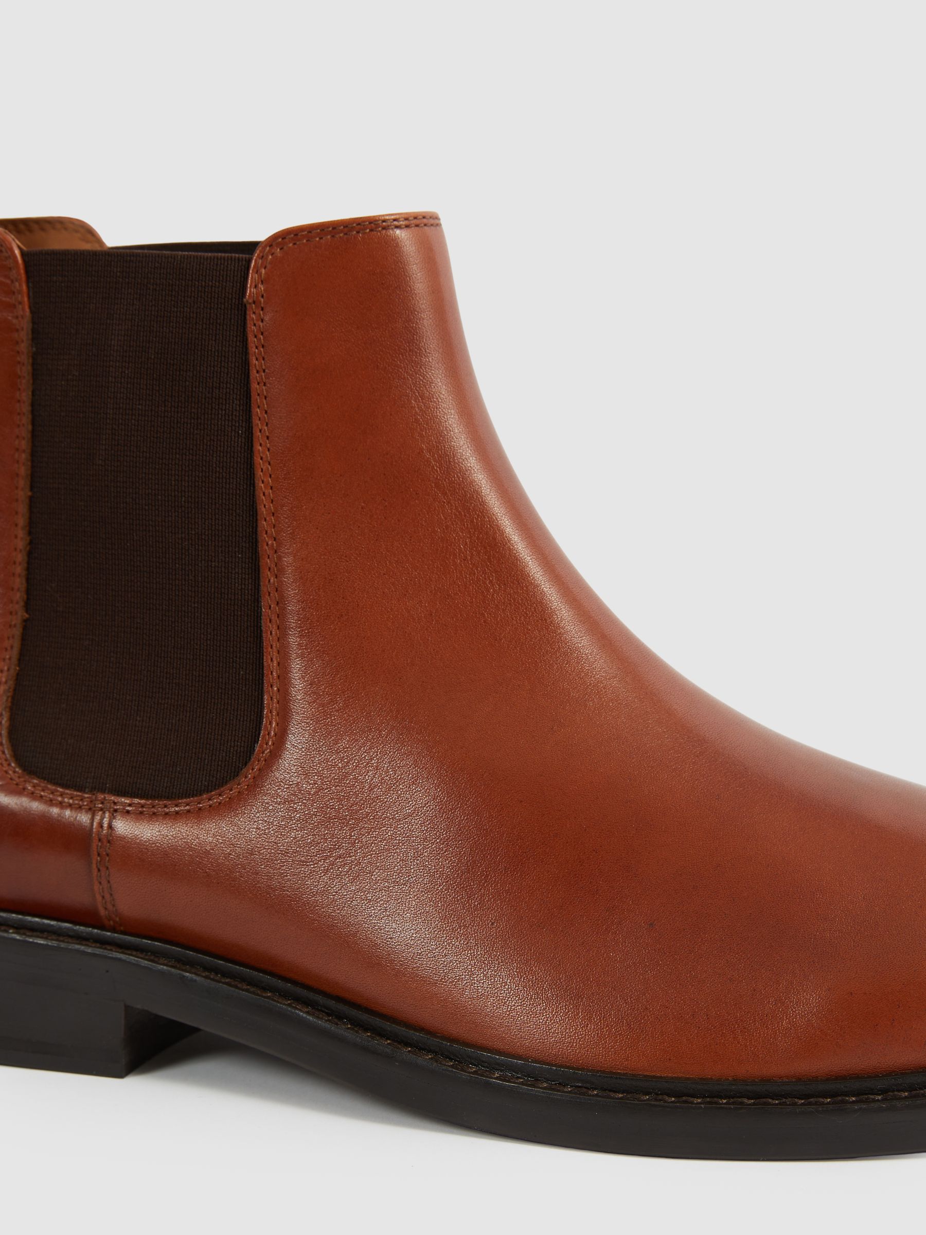 Leather Chelsea Boots in Light Tan