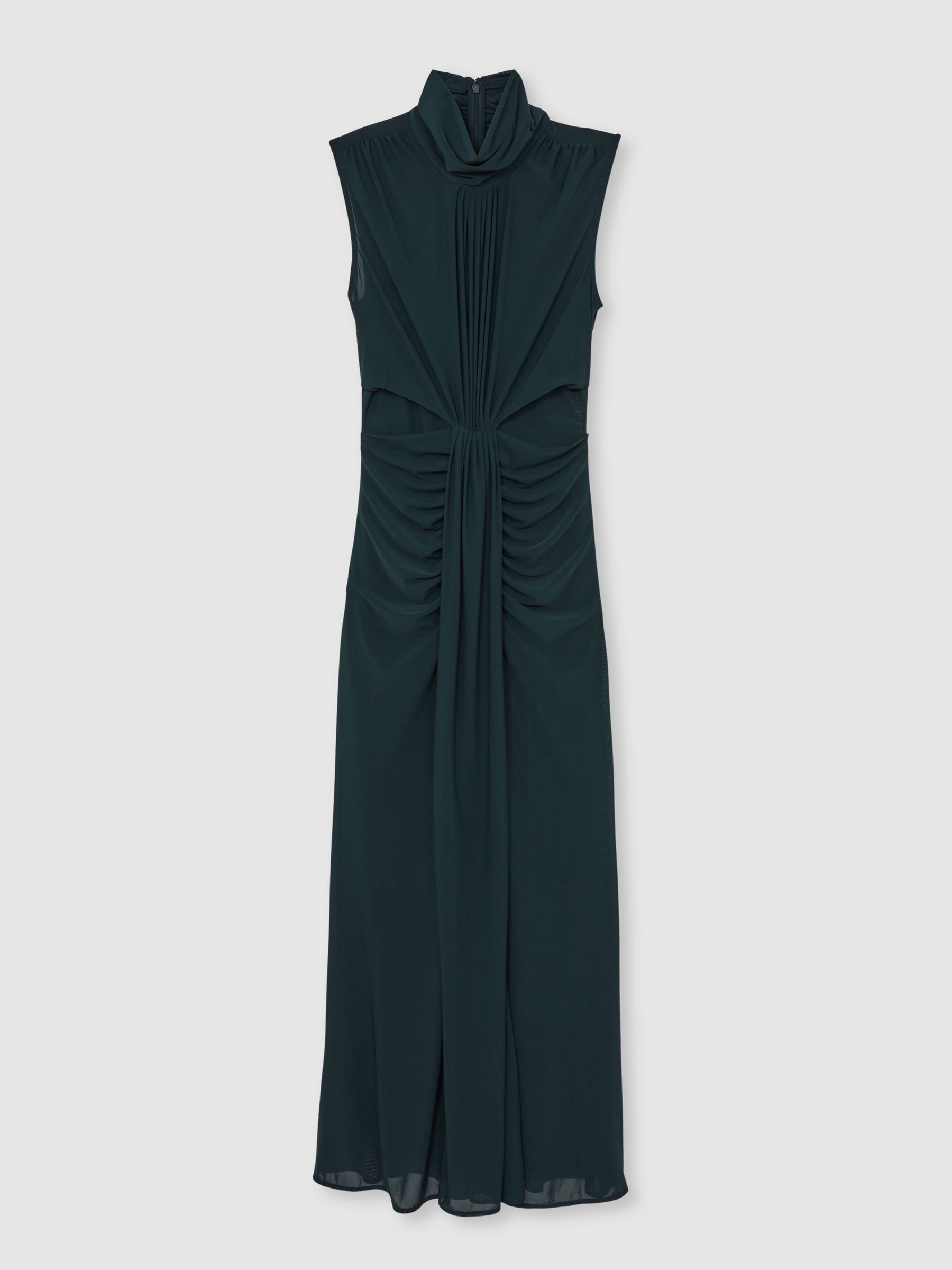 Ruched Sleeveless Maxi Dress in Teal