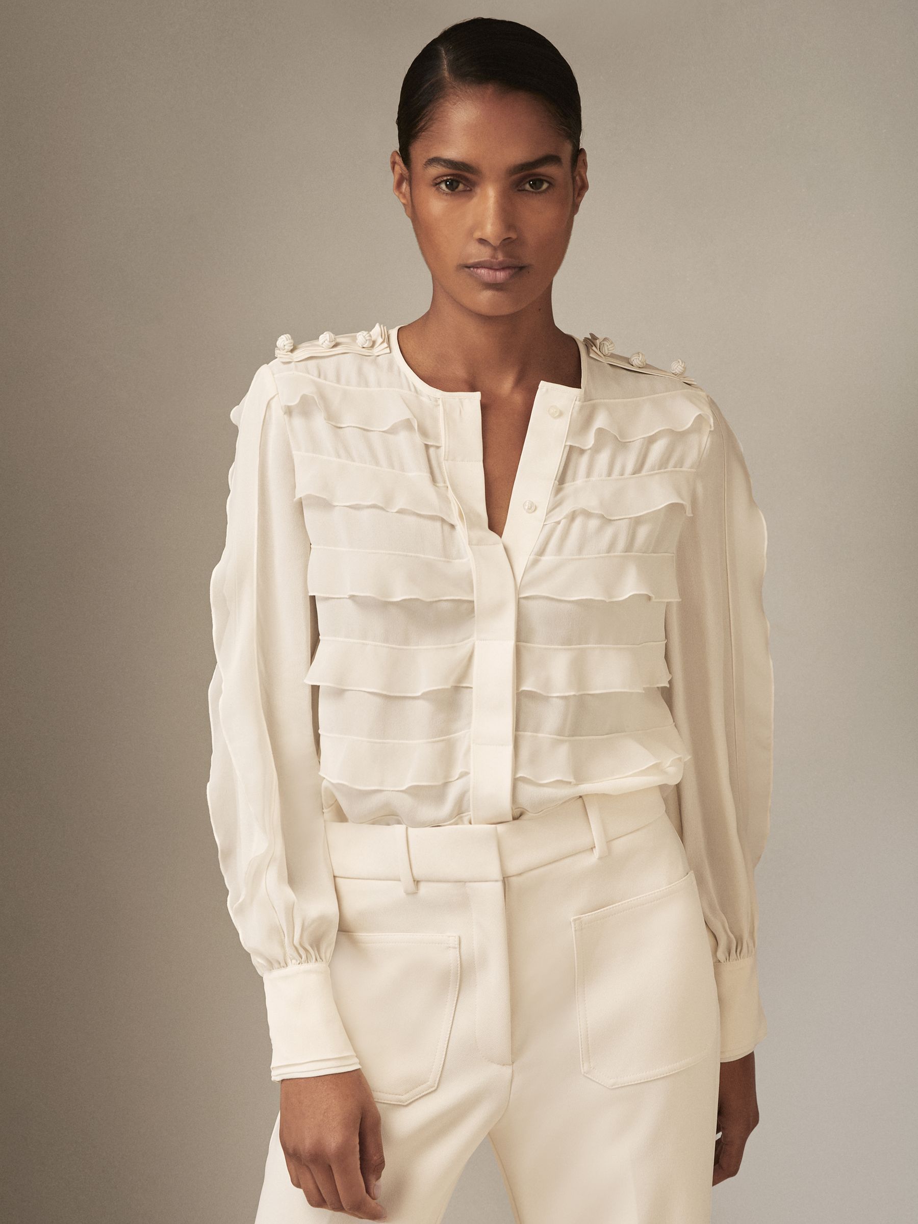 Reiss | Royal Ballet Ruffle Blouse in Cream