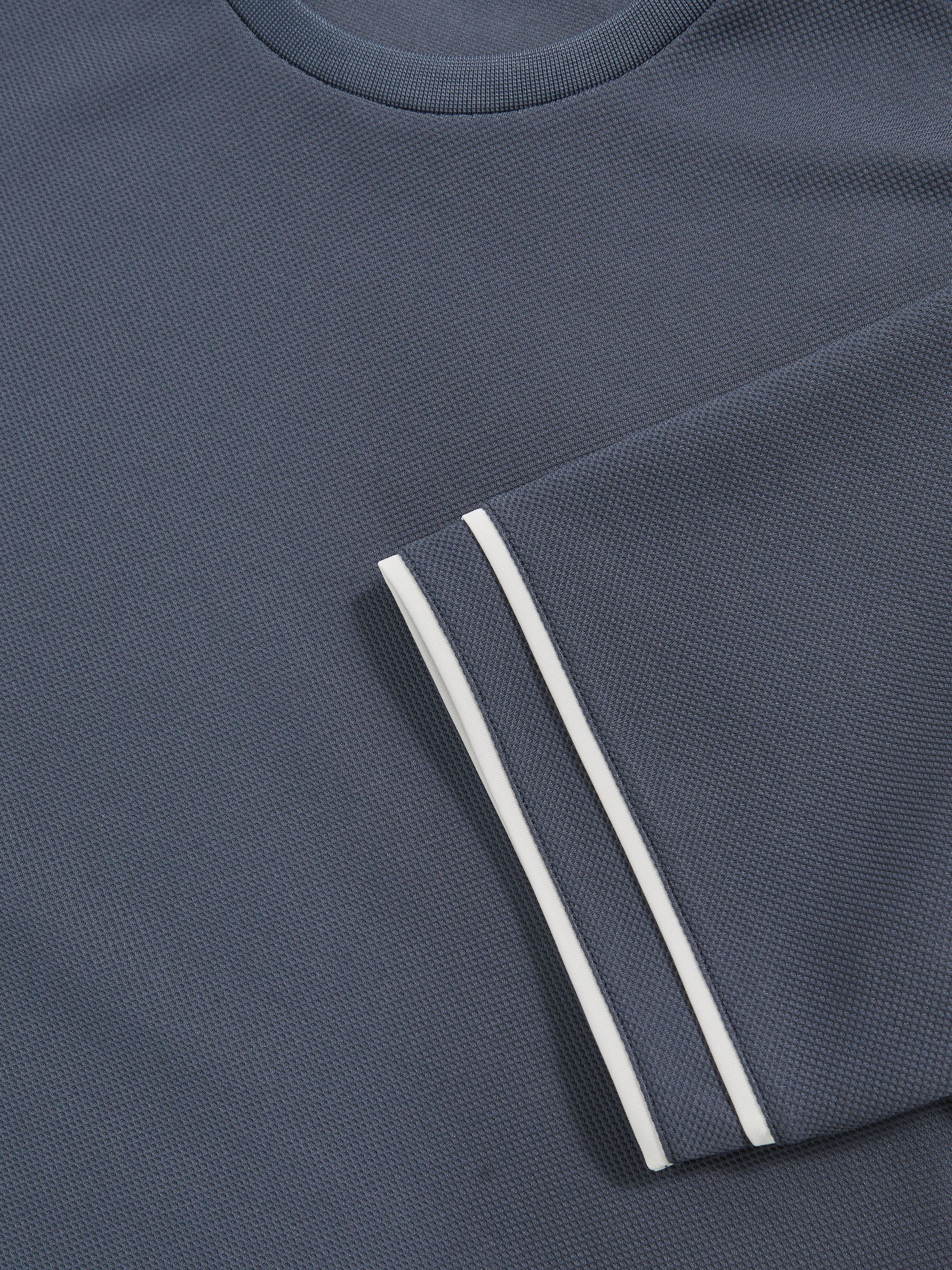 Textured Crew-Neck Tipped T-Shirt in Airforce Blue