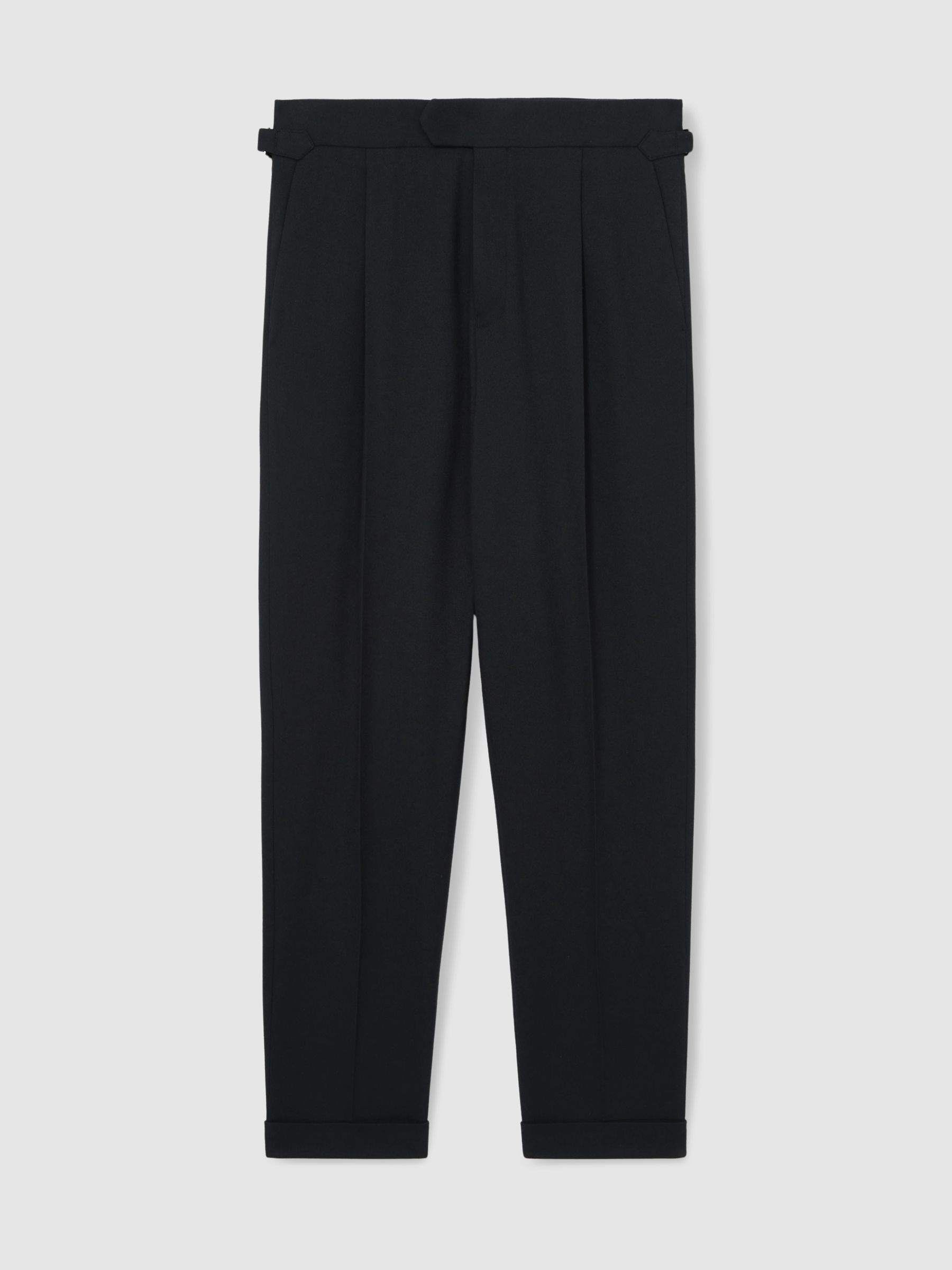 Tailored-Fit Herringbone Trousers in Navy