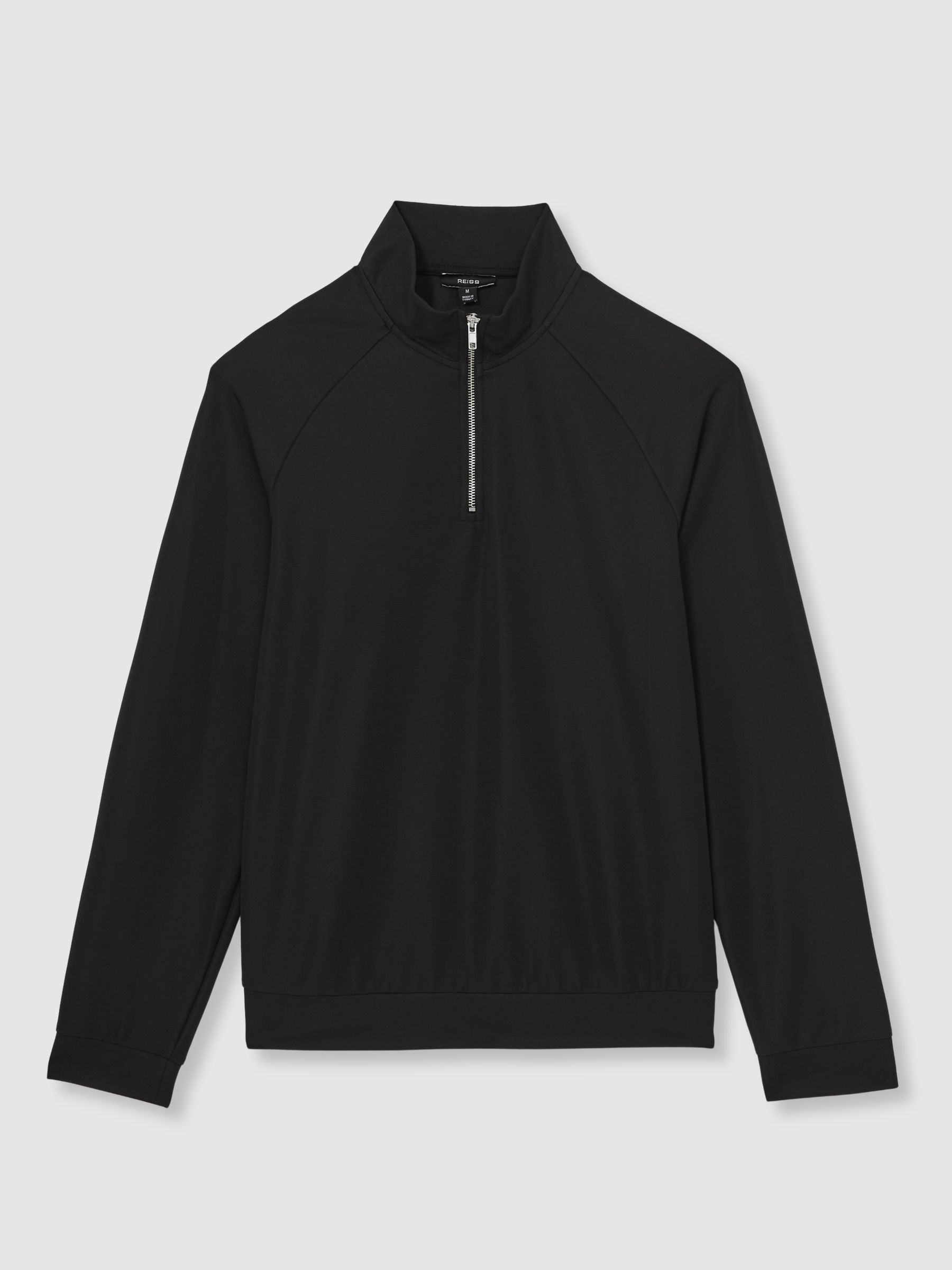 Half-Zip Funnel-Neck Sweatshirt in Black