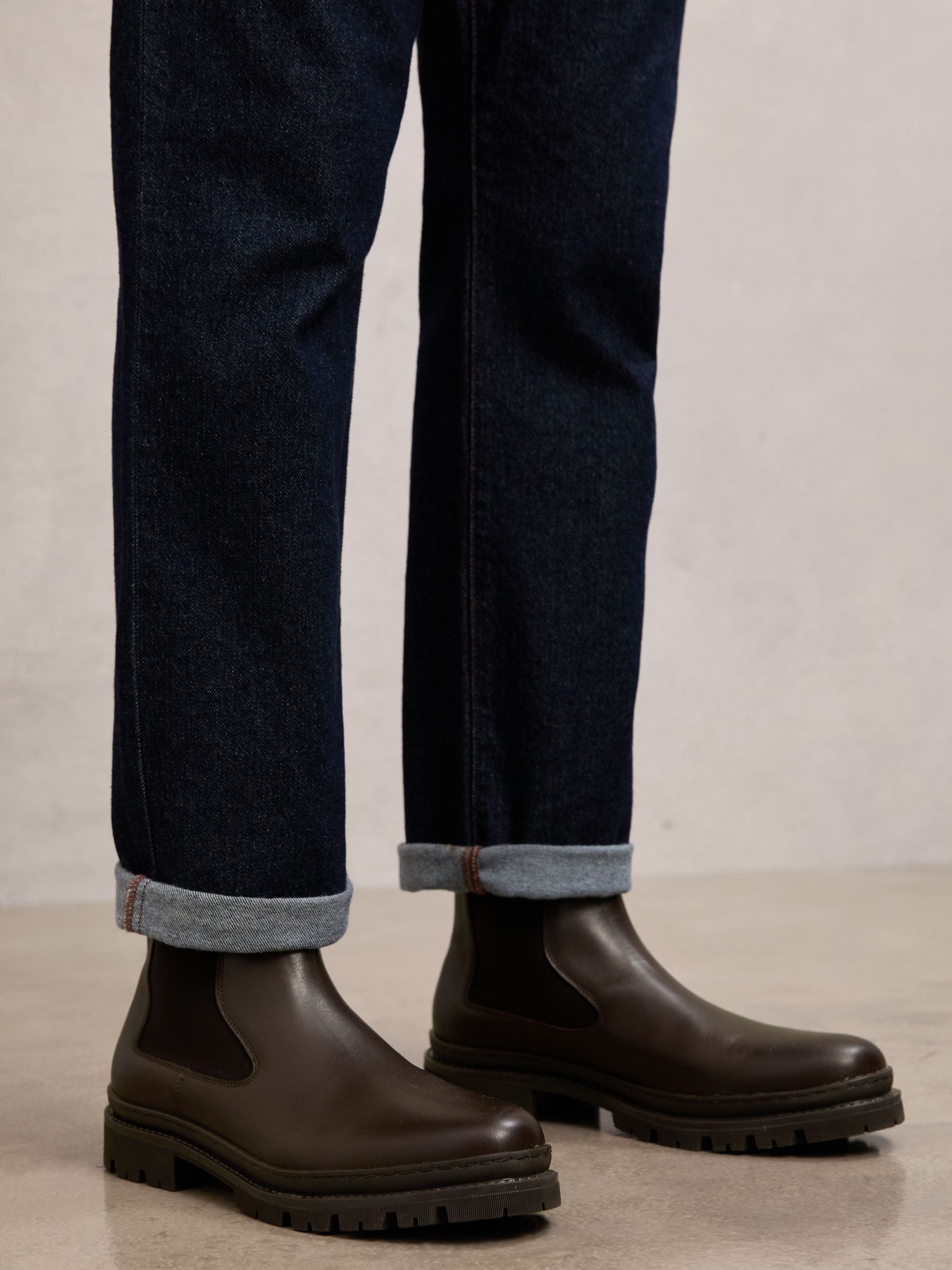 Leather Chelsea Boots in Dark Brown