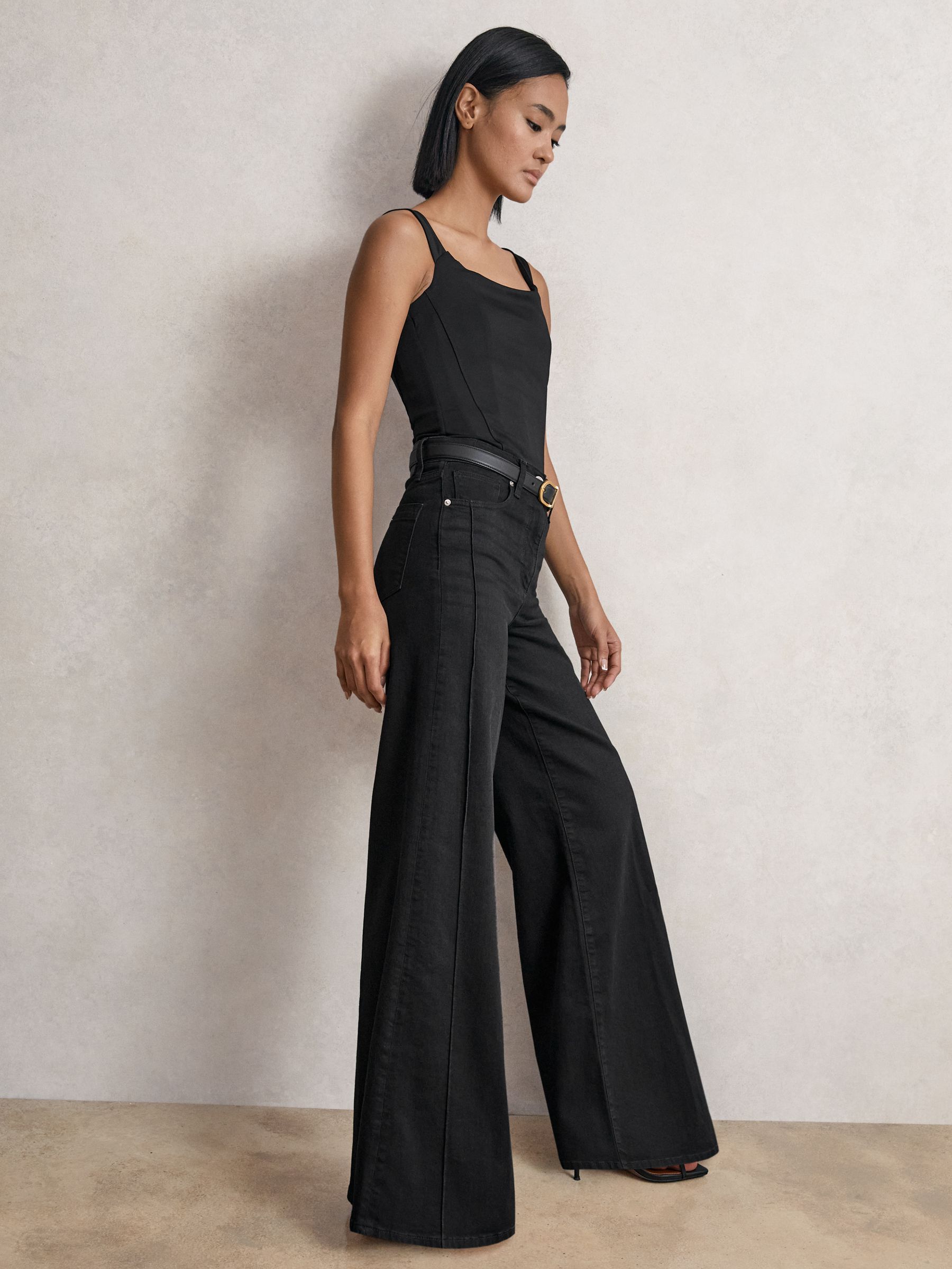 Stretch-Cotton Wide-Leg Jeans in Mid Blue