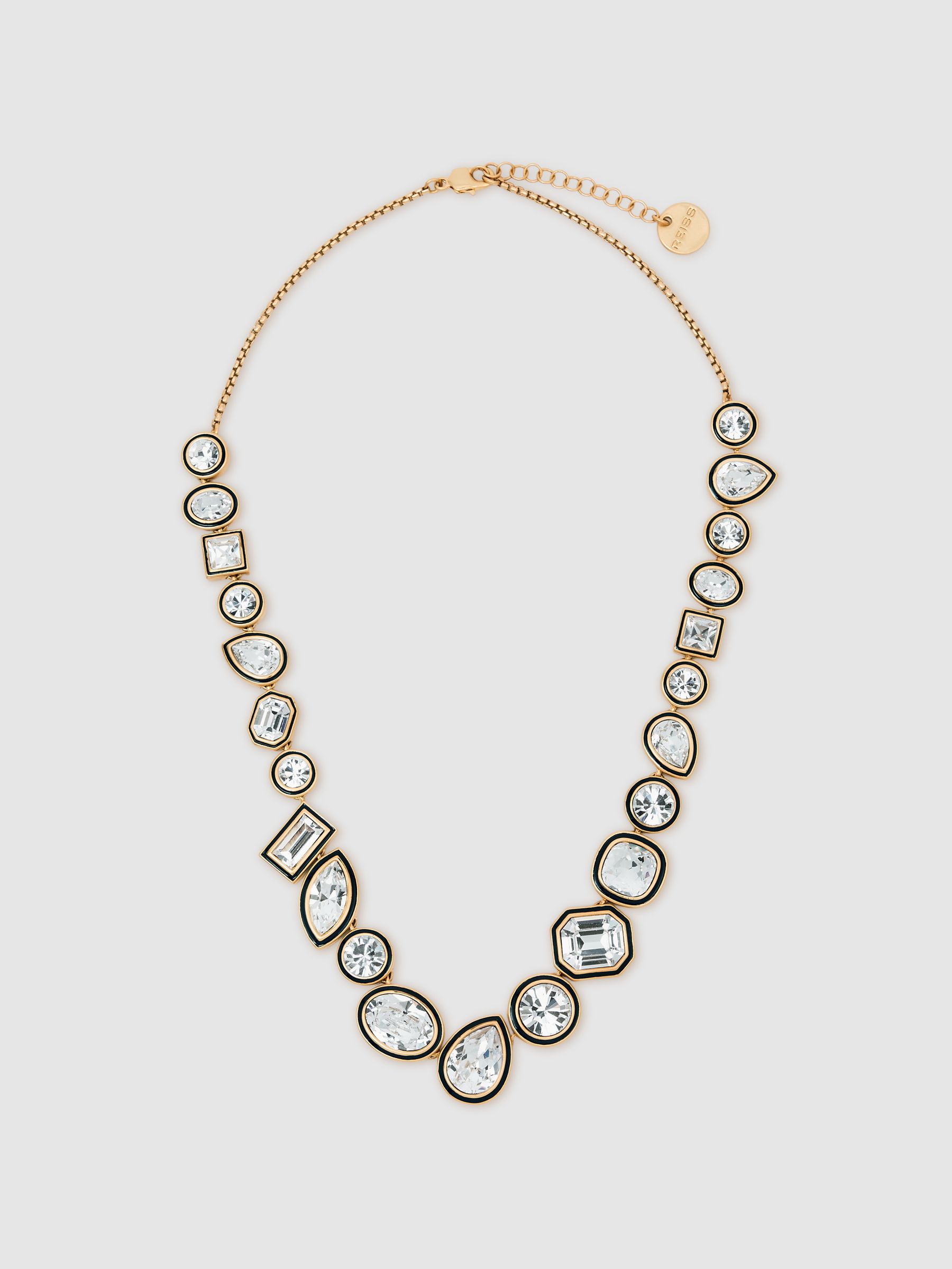 Geometric Crystal Necklace in Gold
