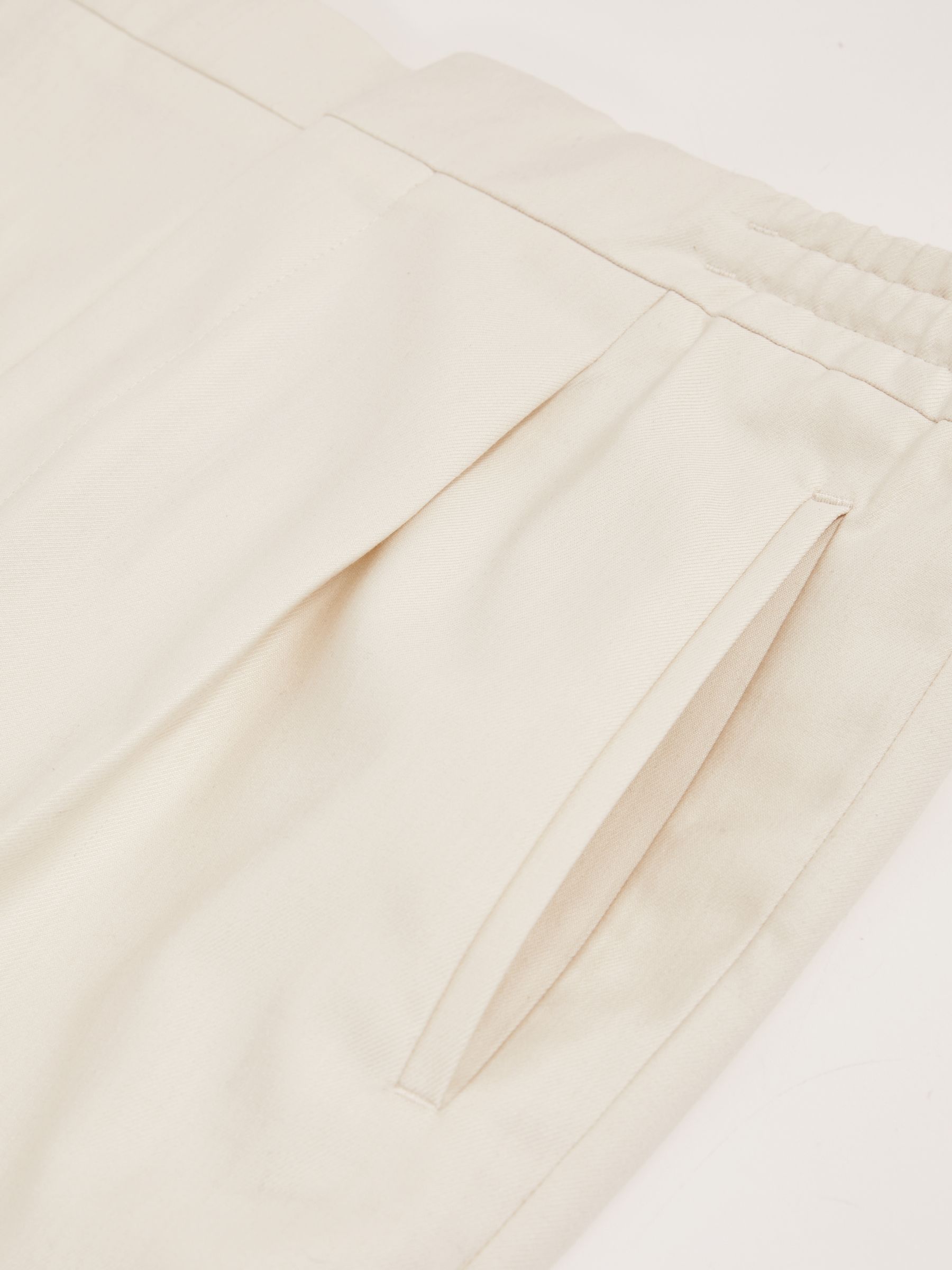 Relaxed Drawstring Trousers with Turn-Ups in Ecru