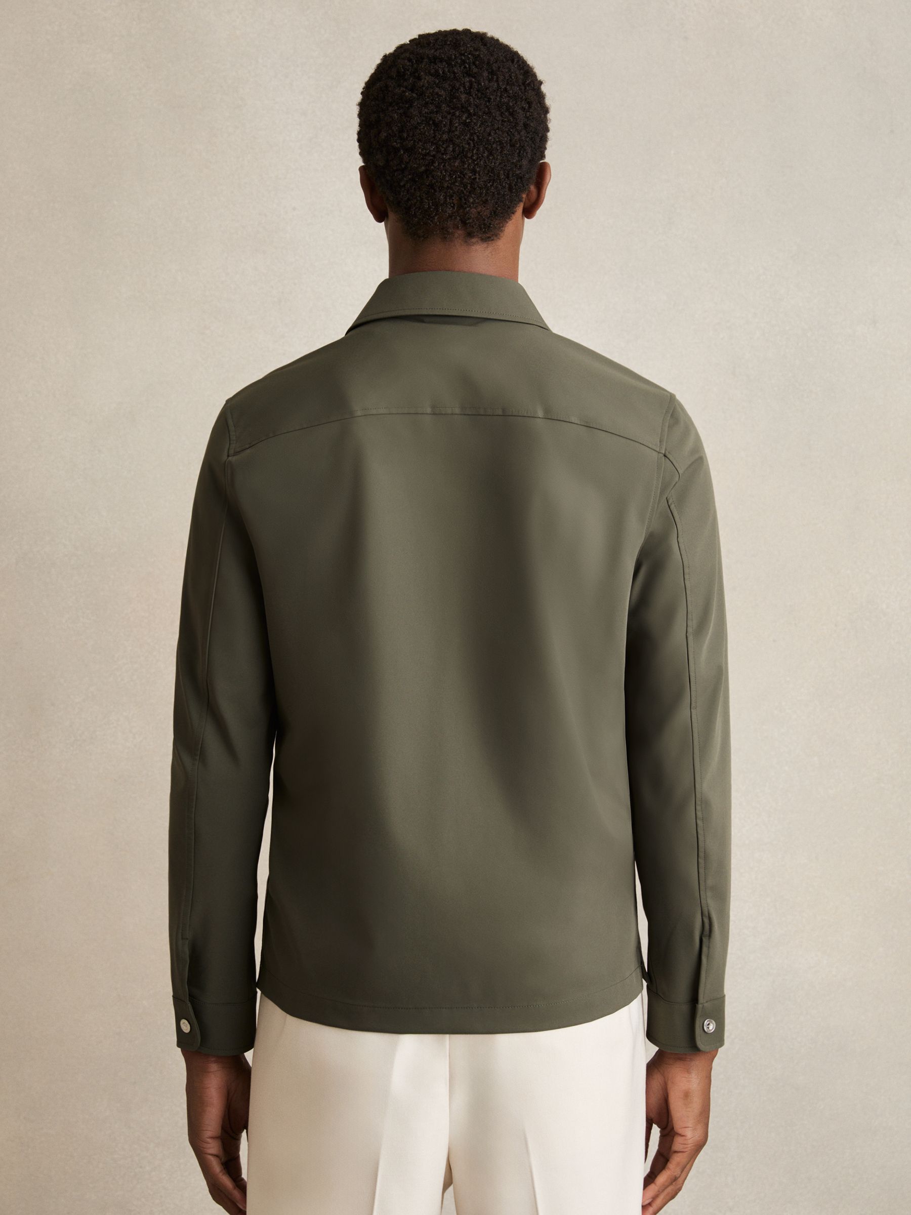 Technical Zip-Through Overshirt in Green